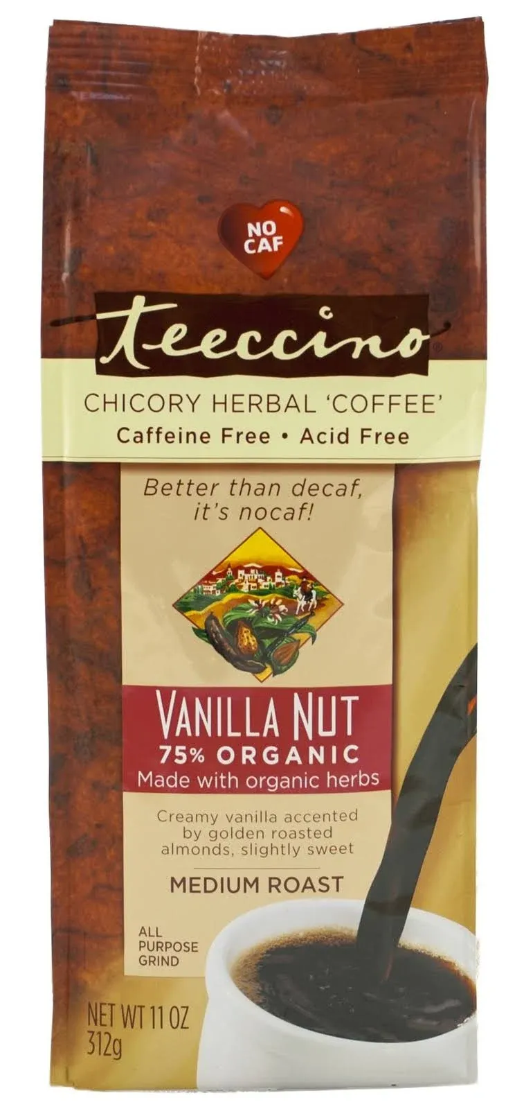 Teeccino Chicory Herbal Coffee Vanilla Nut