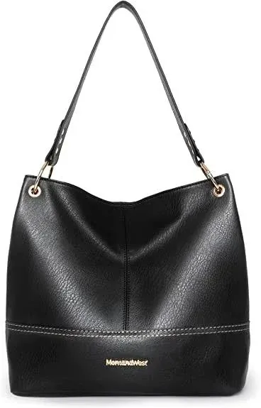 Montana West - Vegan Leather Shoulder Purses and Handbags w/ Zipper, Black