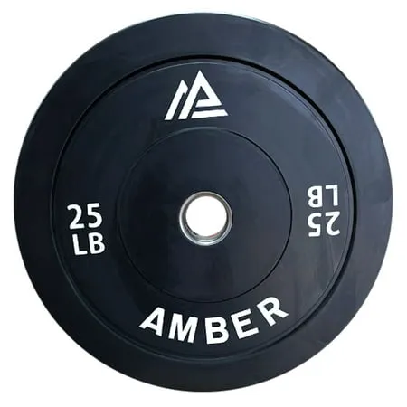 Olympic Bumper Plates: 2-Inch Stainless Steel Hub Durable Rubber Weight Plates - Perfect for Cross-Training Weightlifting and Gym Fitness - 25lb Pair