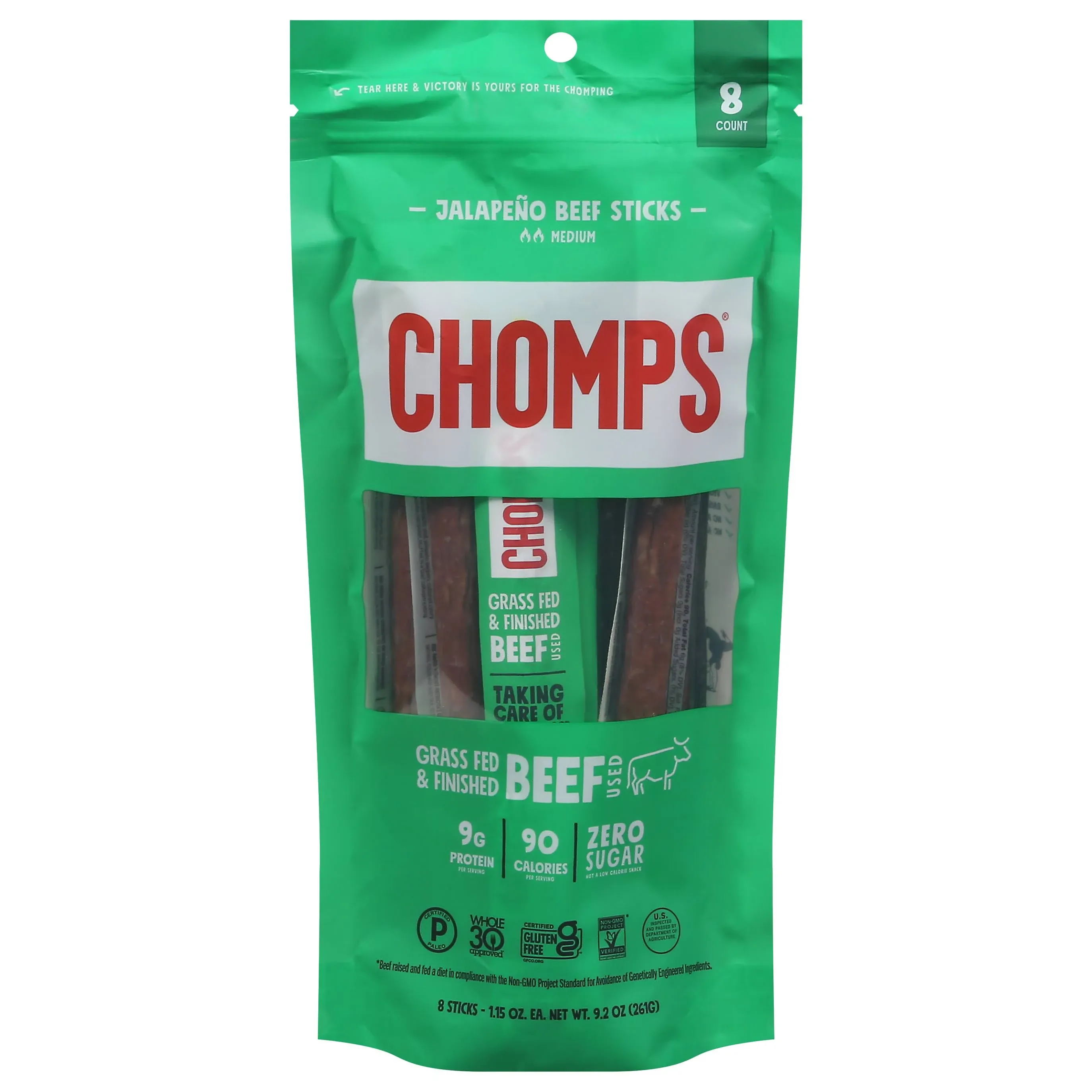  Grass-Fed and Finished Jalapeño Beef Jerky Meat Snack 8 Pack