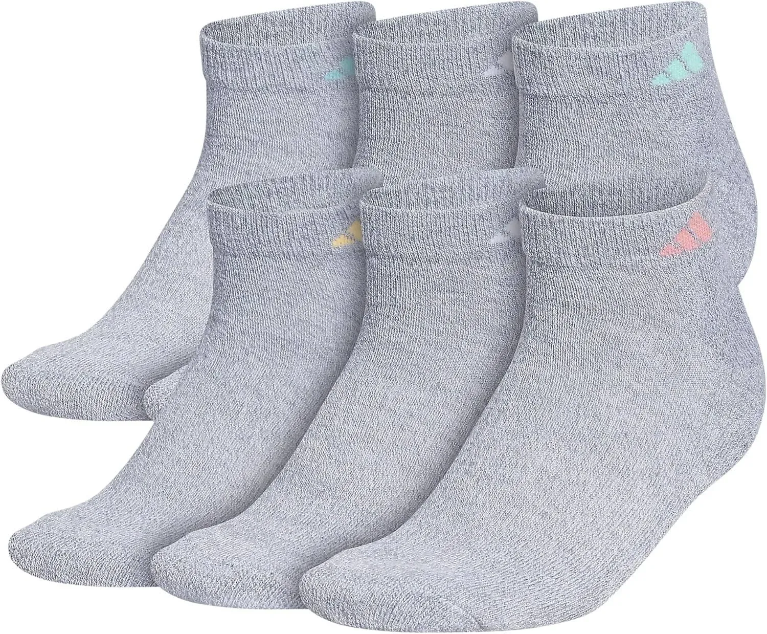 adidas Women's Athletic Cushioned Cut Socks (6-pair) Low Profile Arch Compression for a Secure Fit