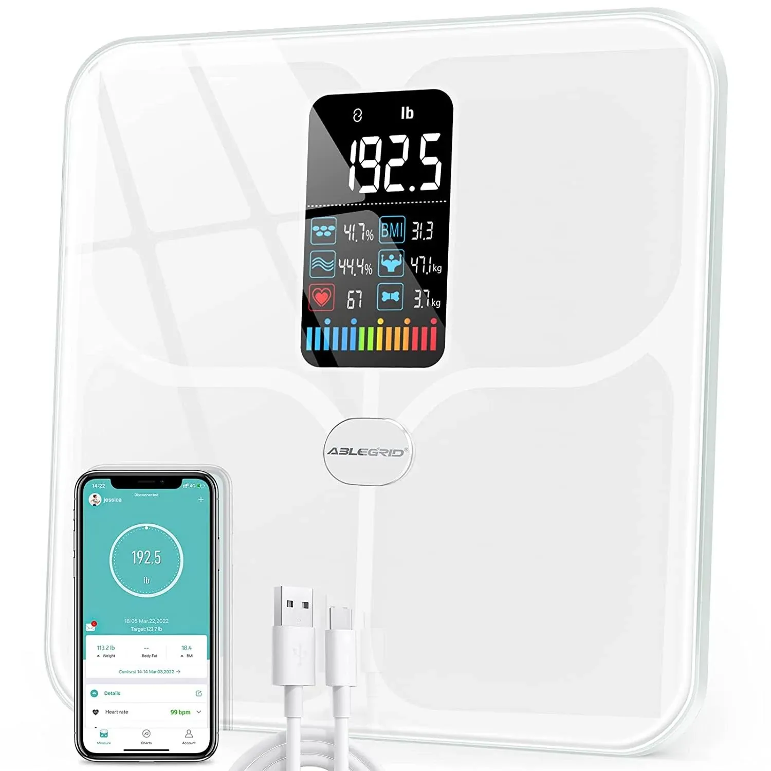 AbleGrid Digital Smart Bathroom Body Fat Scale