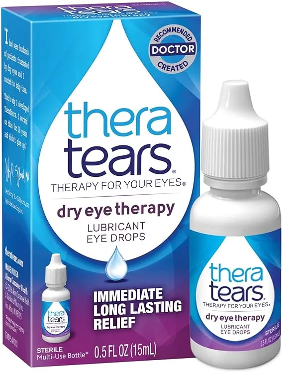 TheraTears Dry Eye Therapy Lubricating Eye Drops for Dry Eyes, 1 fl oz bottle Twin Pack, (2 x 30mL Bottles)TheraTears Dry Eye Therapy Lubricating Eye Drops for Dr…