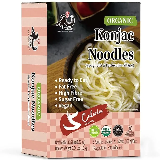 YUHO Shirataki Noodle, Organic Konjac Pasta Variety (8 Pack), Vegan, Low Calorie Food, Keto Friendly, Zero Carbs, No Fat, Holiday Gifts, Healthy Diet Pasta 53.61 Oz, 4 Noodles, 4 Fettuccine, 1520 gYUHO Shirataki Noodle, Organic Konjac Pasta Variety (8 Pa