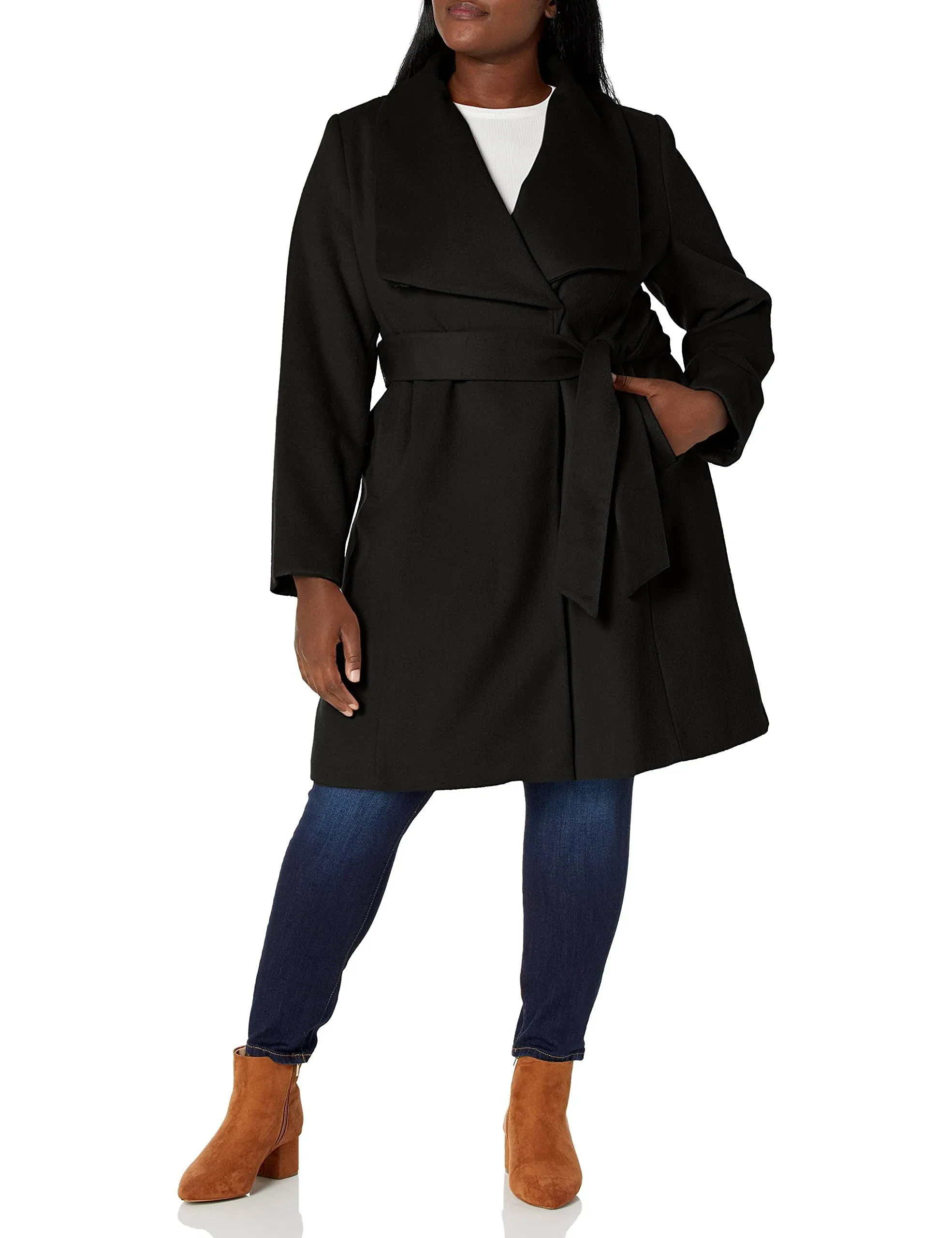 Cole Haan Women's Wool Blend Belted Wrap Coat