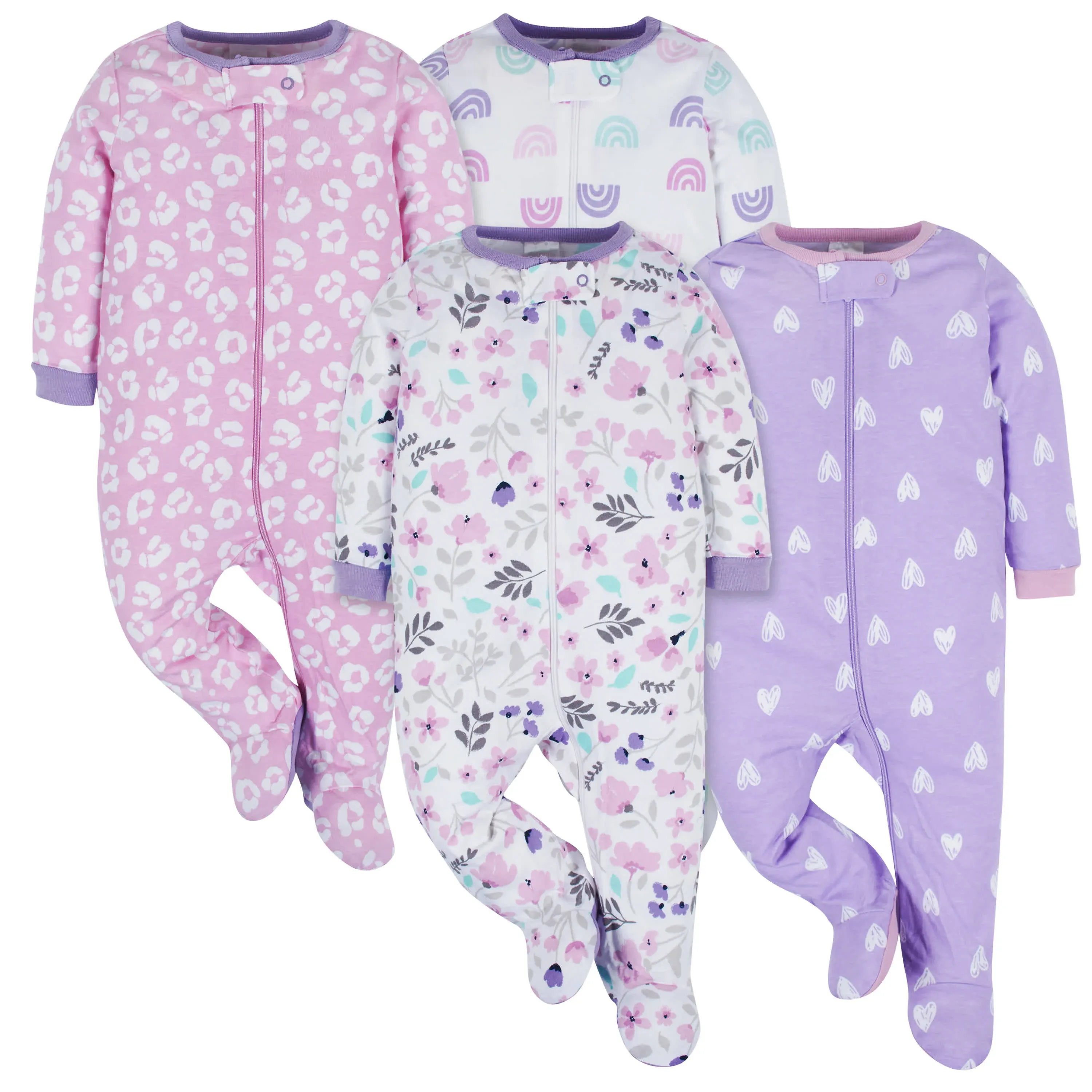 Onesies Brand Baby-Girls 4-Pack Sleep 'N Play Footies Multi Pack