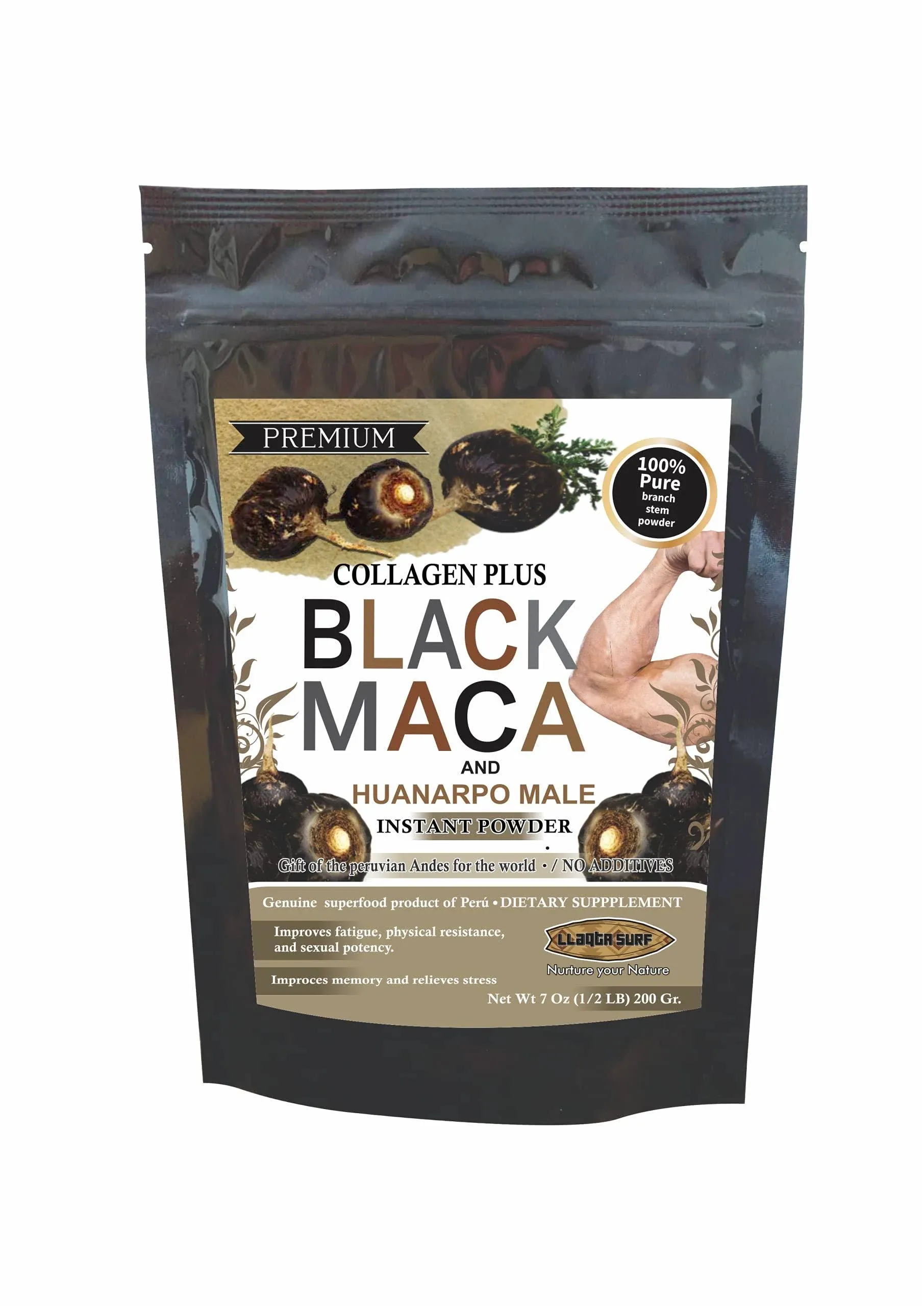 CORP All in 1 Sachet, Black Maca + Huanarpo Macho+ Marine Collagen, Root Powder Peruvian Maca for Men & Women. 100% Pure