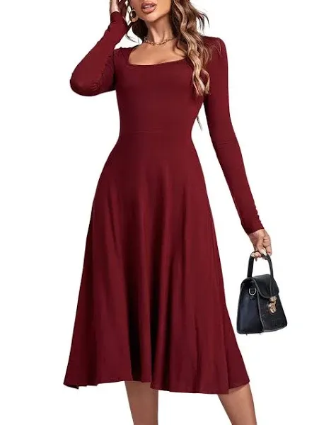 NWT DB Moon Women&#x27;s Casual Long Sleeve Empire Waist Midi Dress, Size Large