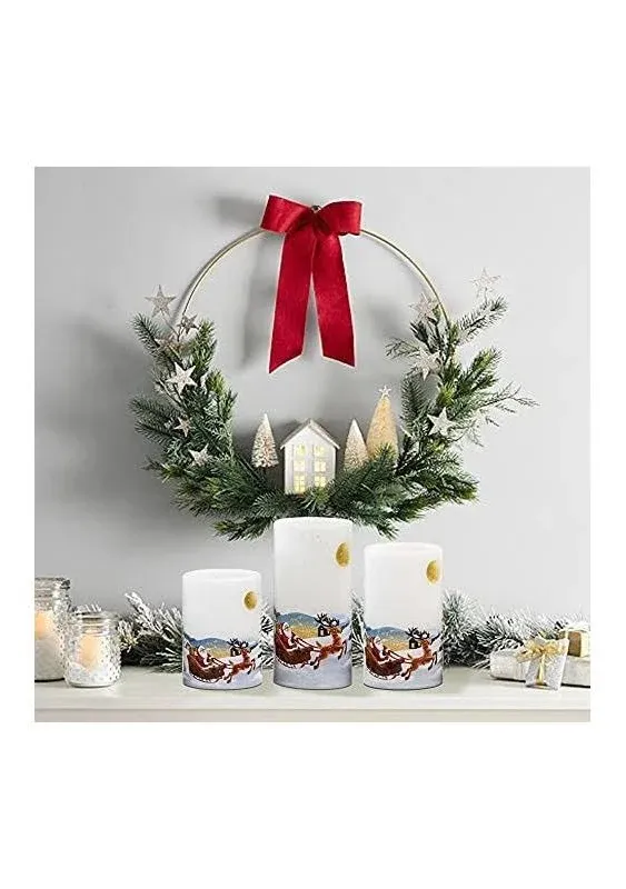 Eldnacele Christmas Flameless Candles with Timer, LED Flickering Battery Pillar ...