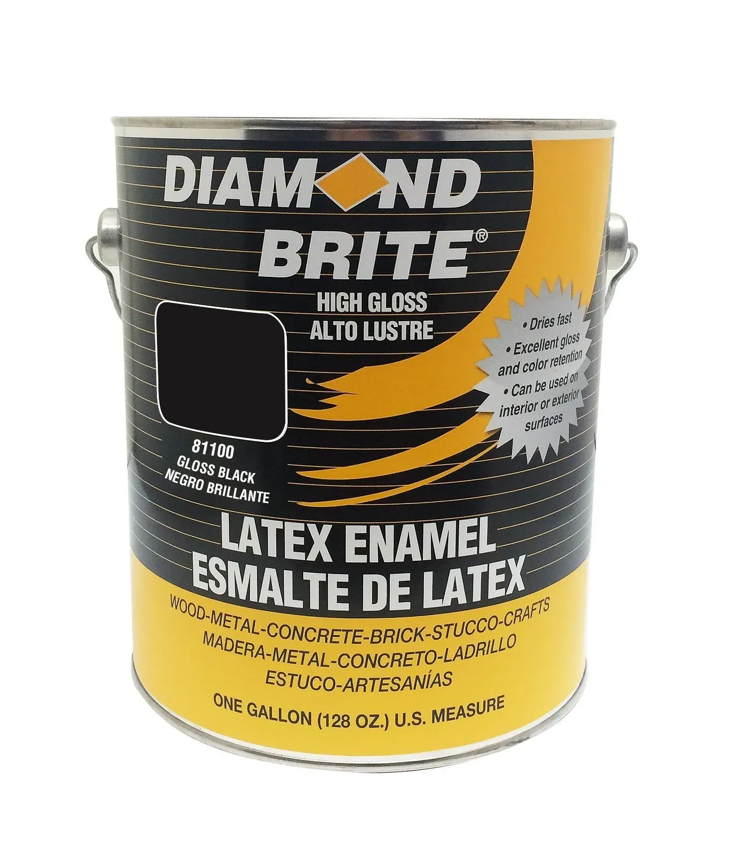 Diamond Brite Paint 80100 1-Gallon Latex Gloss Enamel, Black