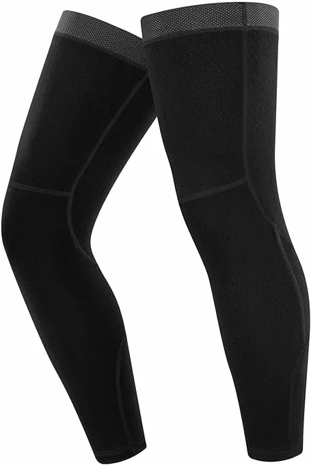 qualidyne Cycling Leg Warmers Fleece Lined Thermal Long Leg Sleeves Cycling Bicycle MTB Riding Leg Warmers