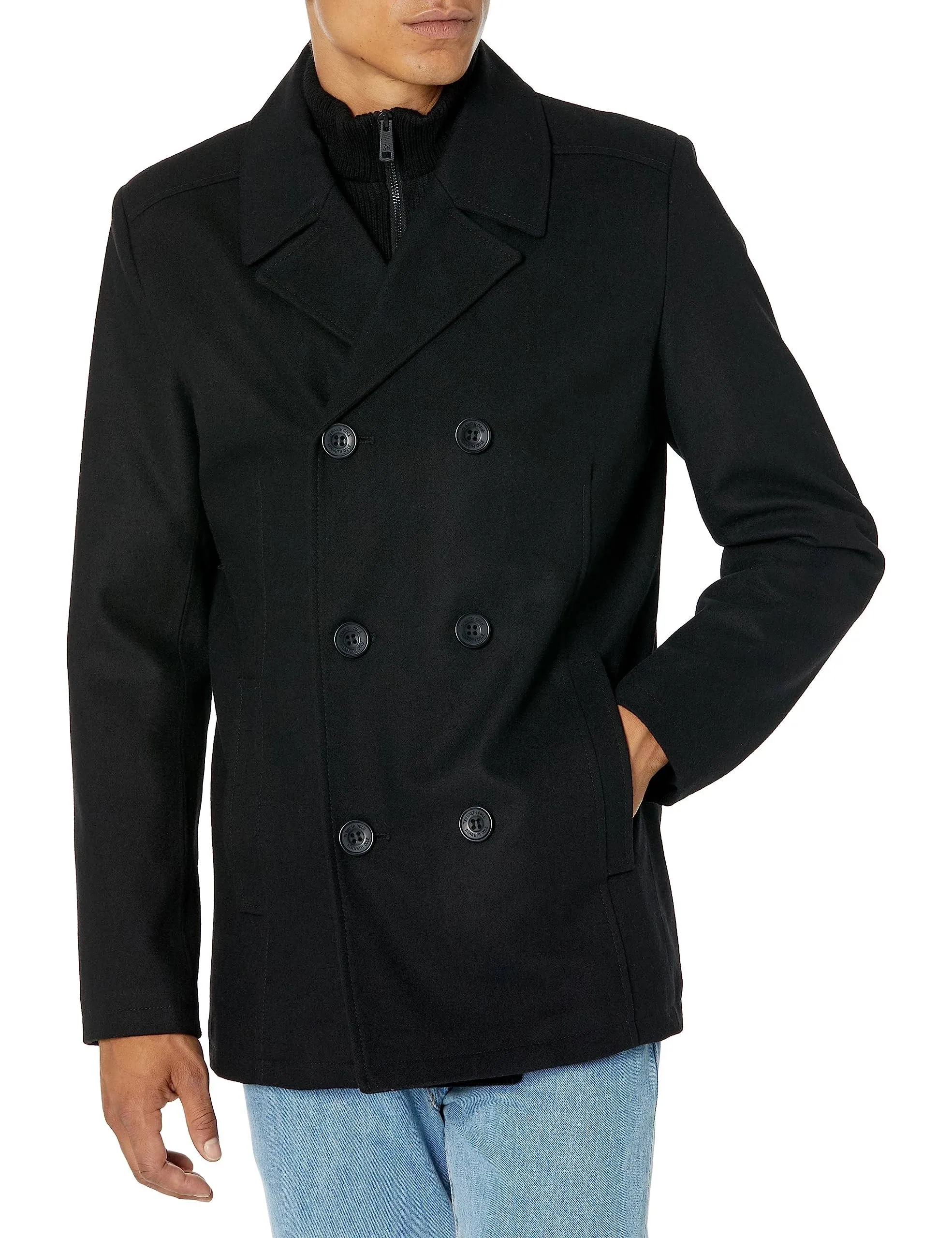 Kenneth Cole Men&#039;s Pea Coat With Bib - Colors