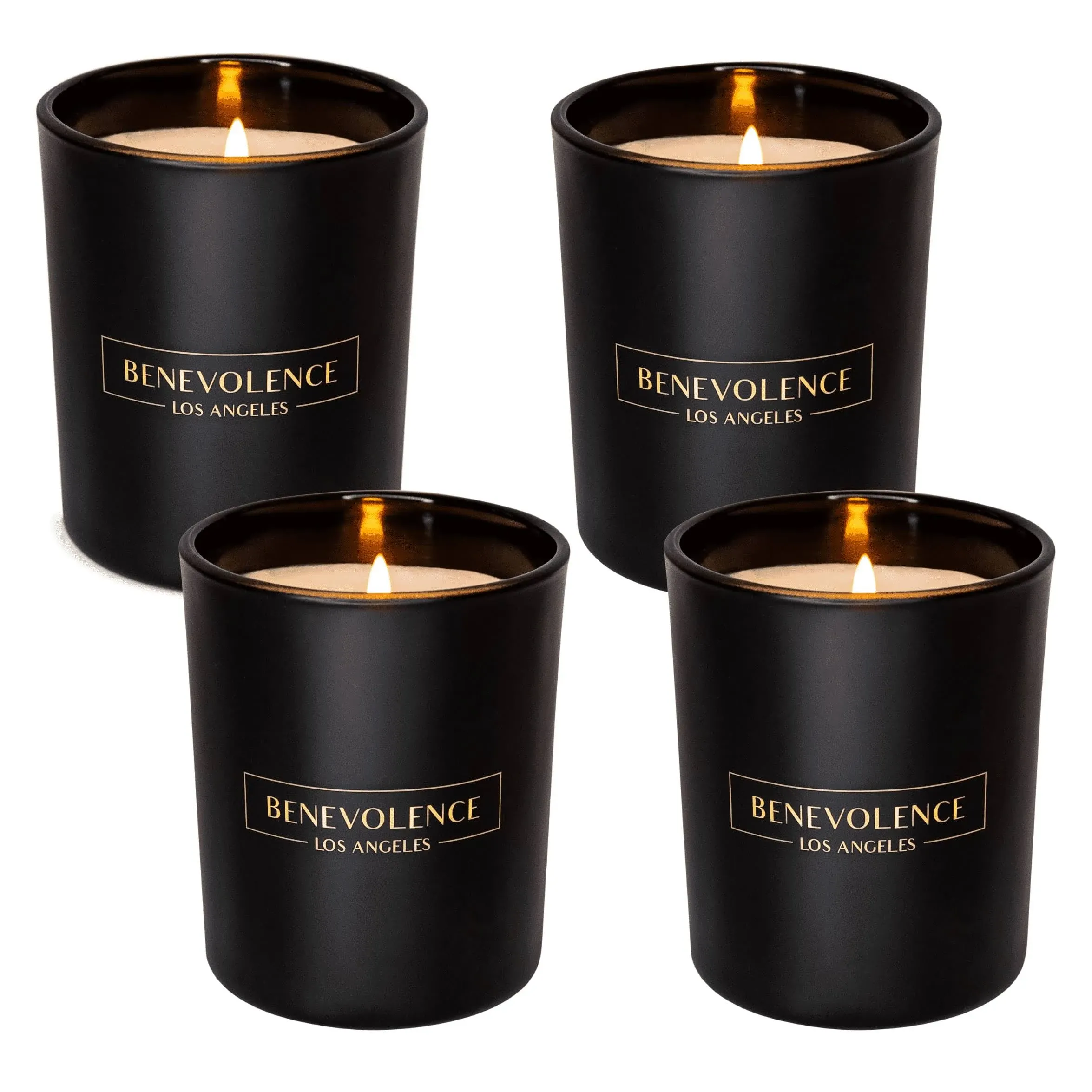 Benevolence LA Rose & Sandalwood Scented Candles and Midnight Black Decorative Matches in a Jar, Gift Set for Men and Women, Fall Candles (Candle & Matches, Gift Set)