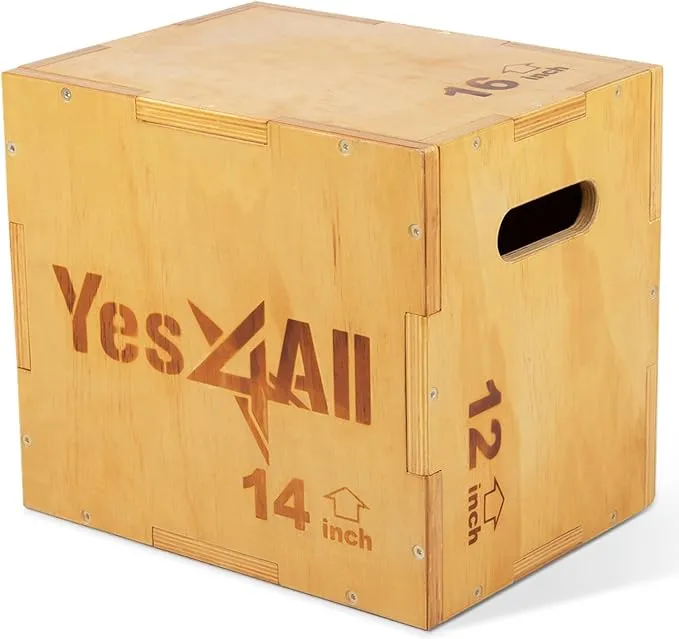 Yes4All 3-in-1 Wooden Plyo Box - Plyometric Jump Box for Home Gym and Outdoor Workouts, 450 lbs Box Jump