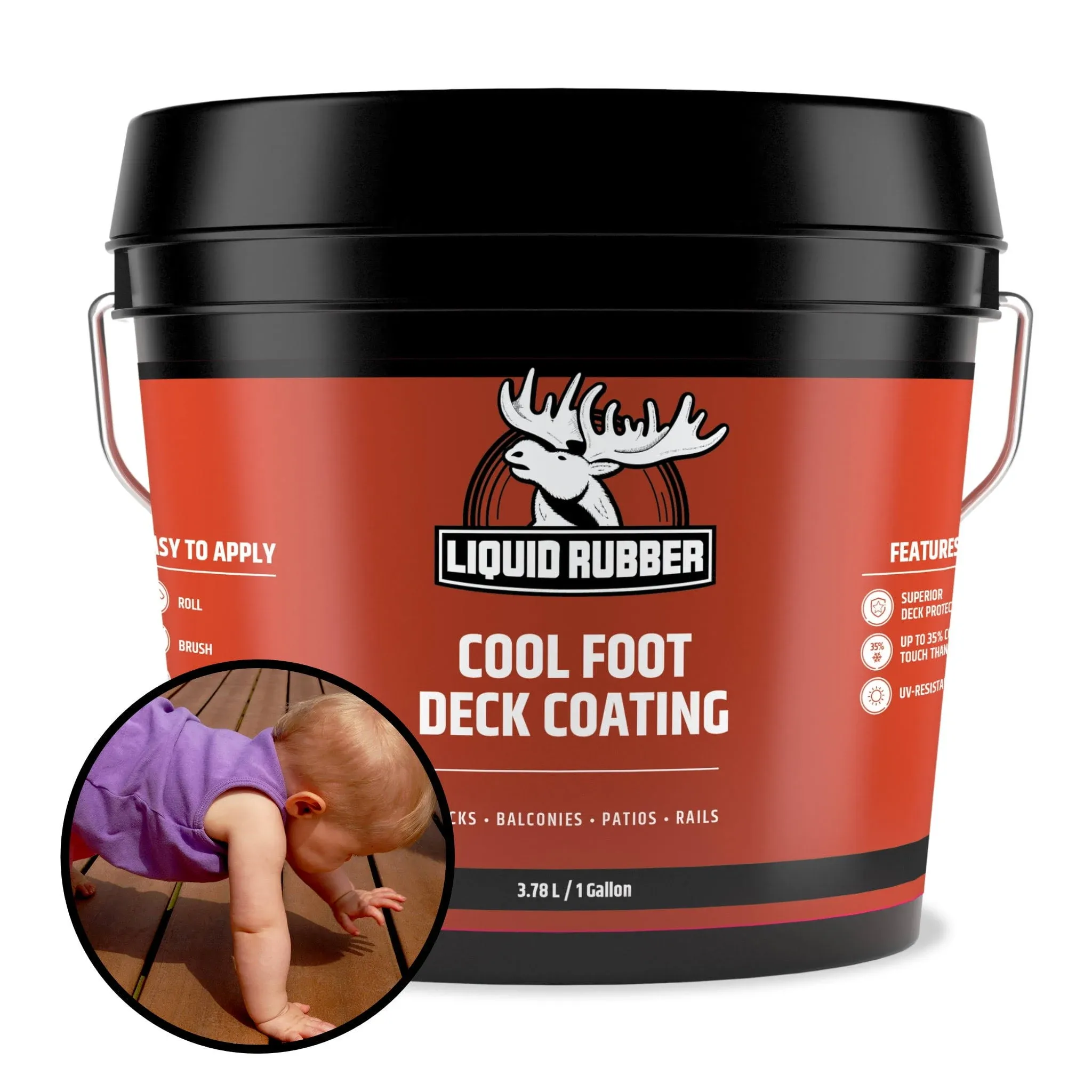 Liquid Synthetic Rubber Cool Foot Deck Coating, Misty Gray, 1 gal.