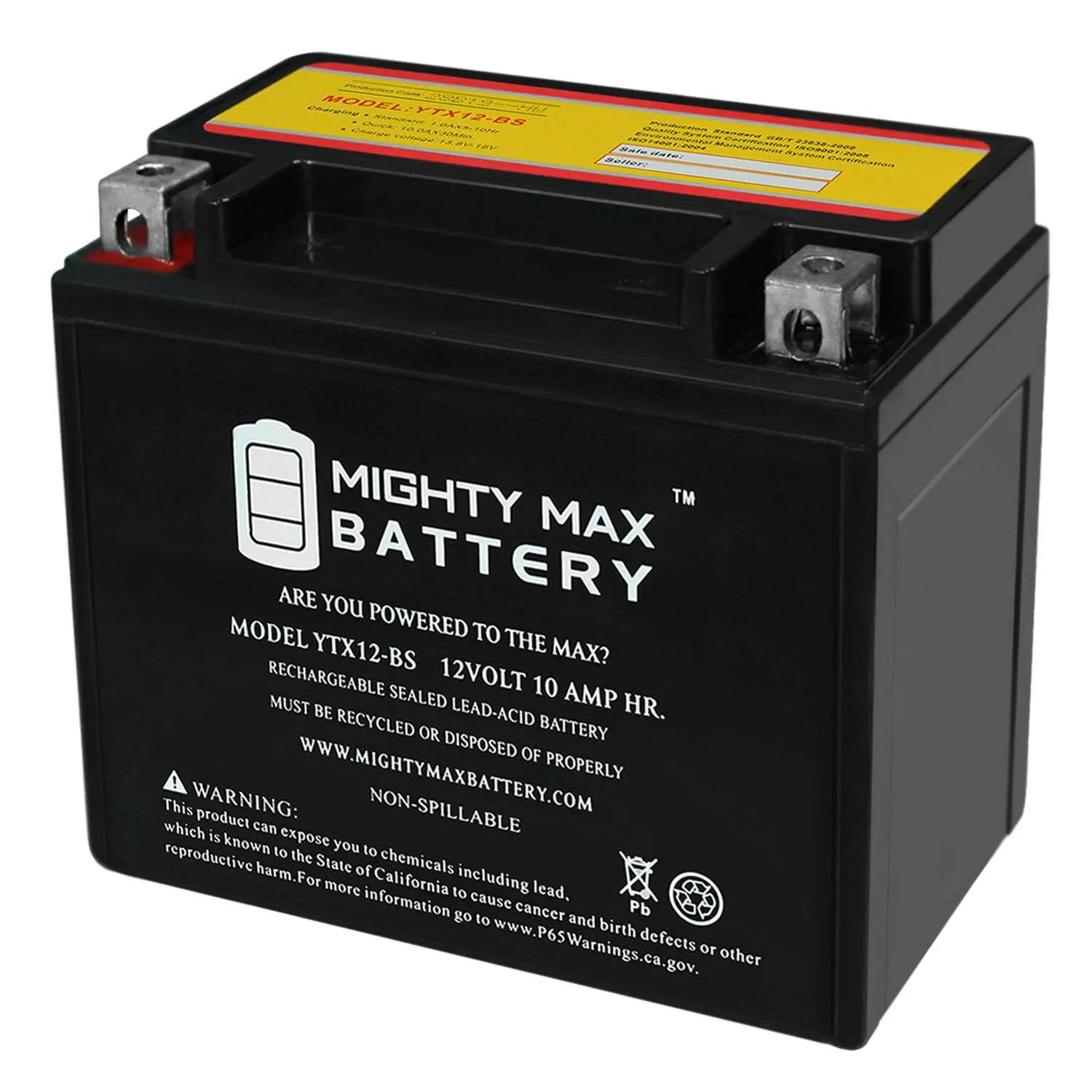 Mighty Max Battery Ytx12-bs 12V 10Ah Battery Replacement for Rtx12-bs Part Unlimited