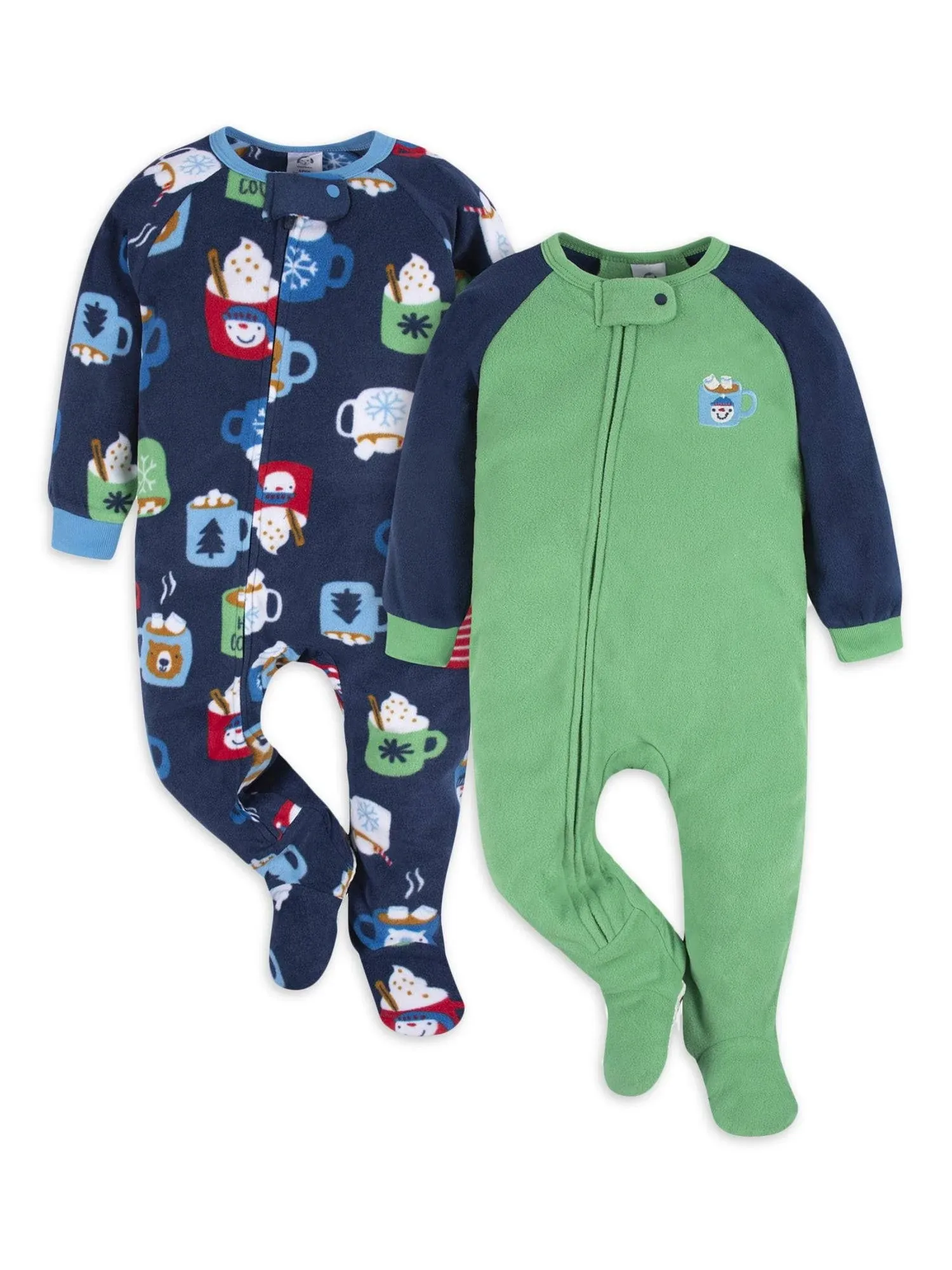 Gerber 2-Pack Baby & Toddler Neutral Hot Chocolate Fleece Pajamas