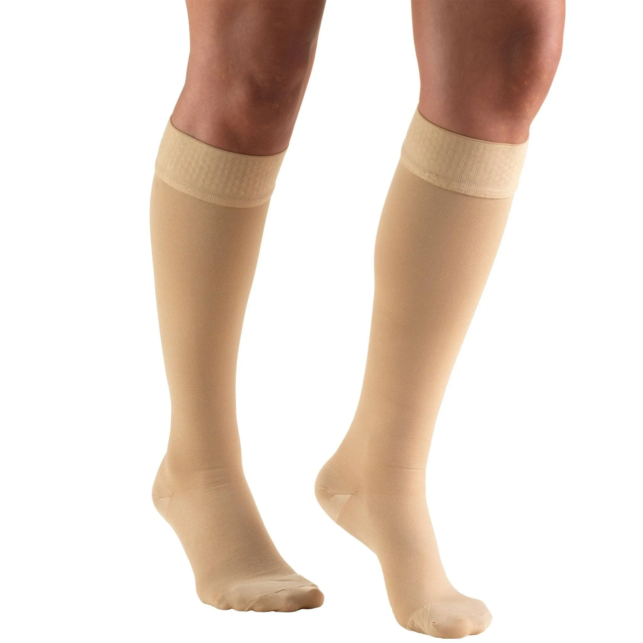 Truform Stockings, Knee high, Closed Toe: 30-40 mmHg, Beige, Large