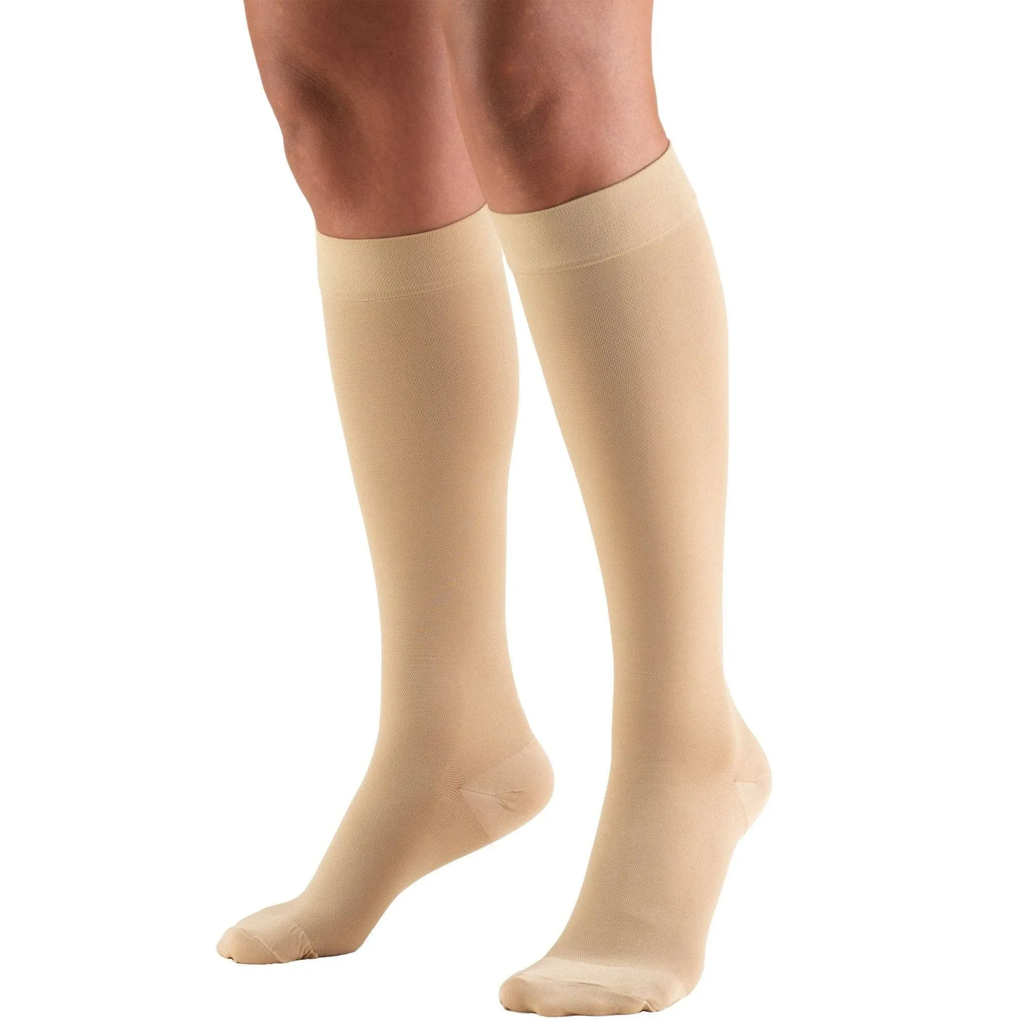 Truform Stockings, Knee high, Closed Toe: 30-40 mmHg, Beige, Large