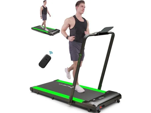 SupeRun 2 in 1 Under Desk Treadmill, 3.0HP Folding Treadmill with 300 LBS for Home, Portable Compact Walking Pad with 12 Programs