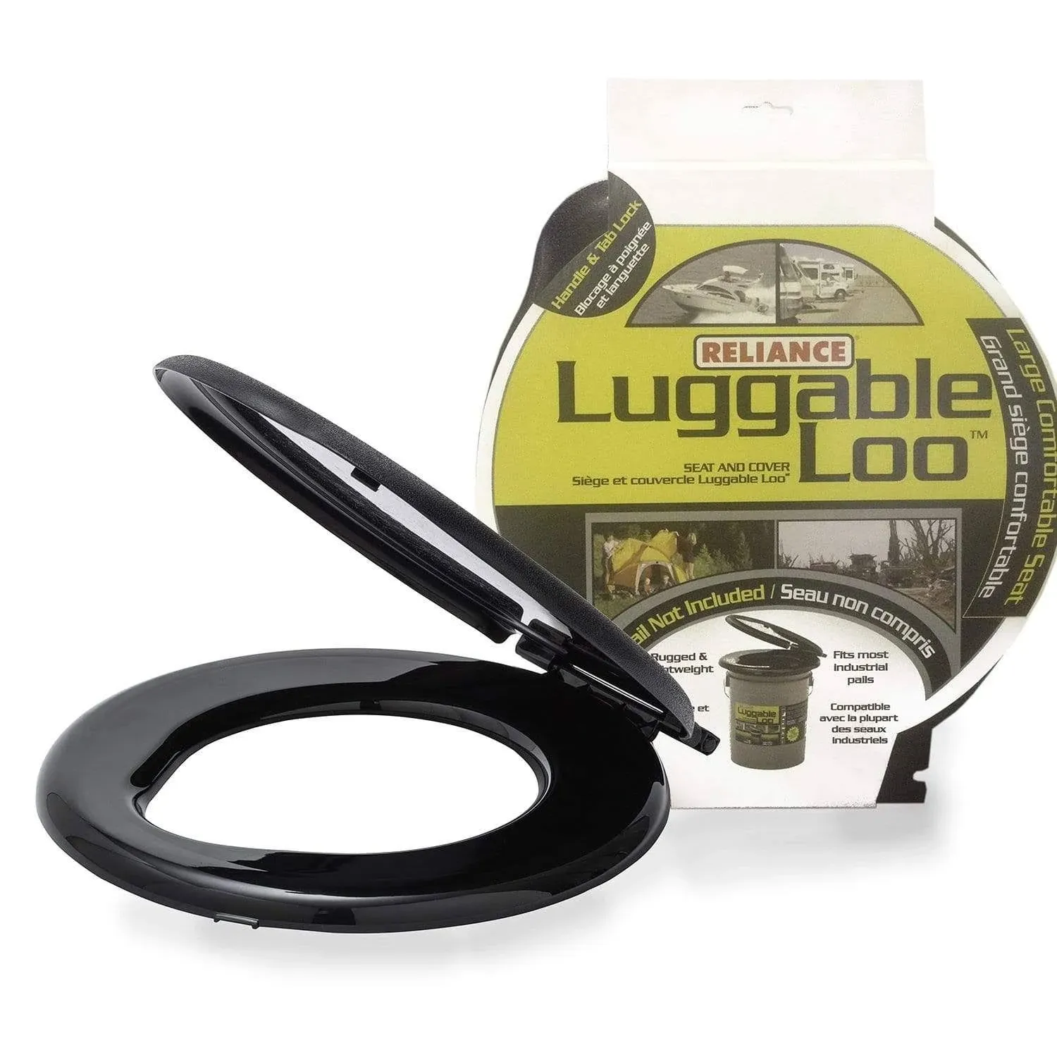 Reliance 9881-03 Luggable Loo Snapping Portable Camping Toilet Seat Cover, Black