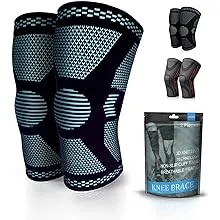 TRACE KASA 2 Pack Knee Compression Sleeve - Knee Brace for Men & Women, Knee Support for Working Out, Running, Basketball, Gym, Weightlifting, Workout, for Arthritis Joint Pain Relief, Size L