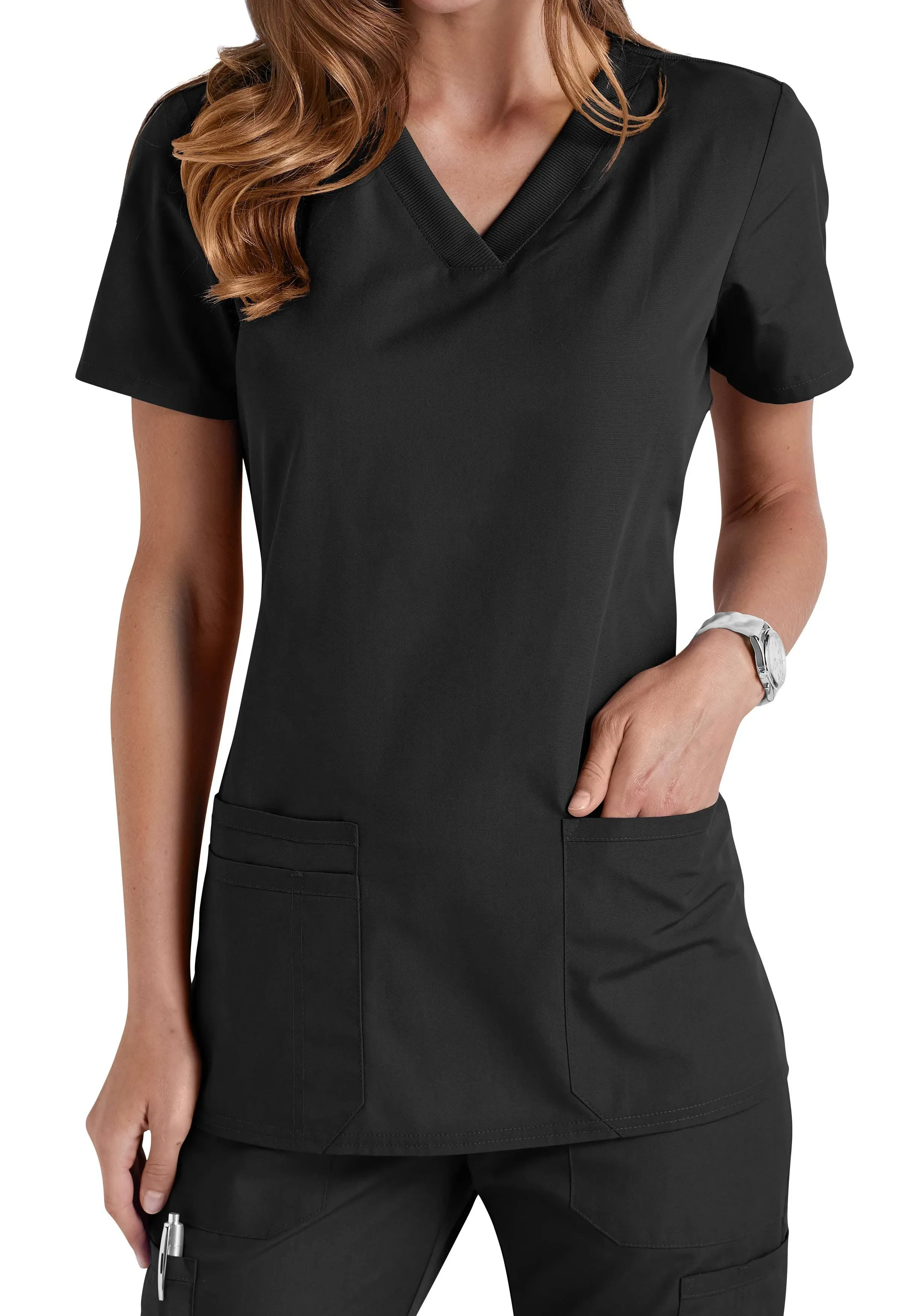 Cherokee Workwear WW645 V-Neck Top - Black - Xxs