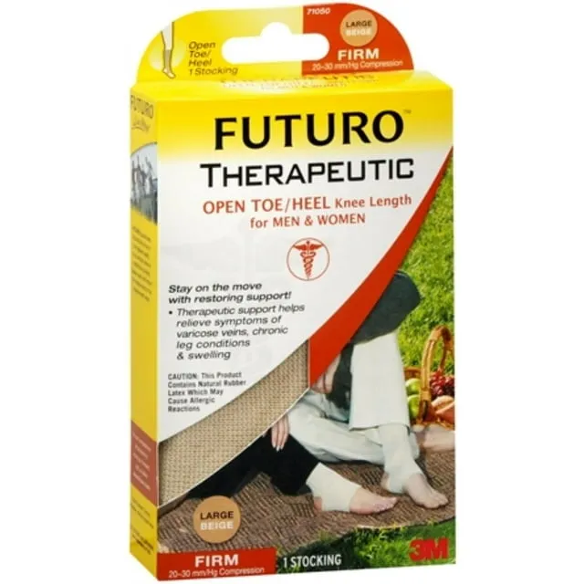 Futuro Therapeutic Stocking, Firm, Open Toe/Heel, Beige, Large