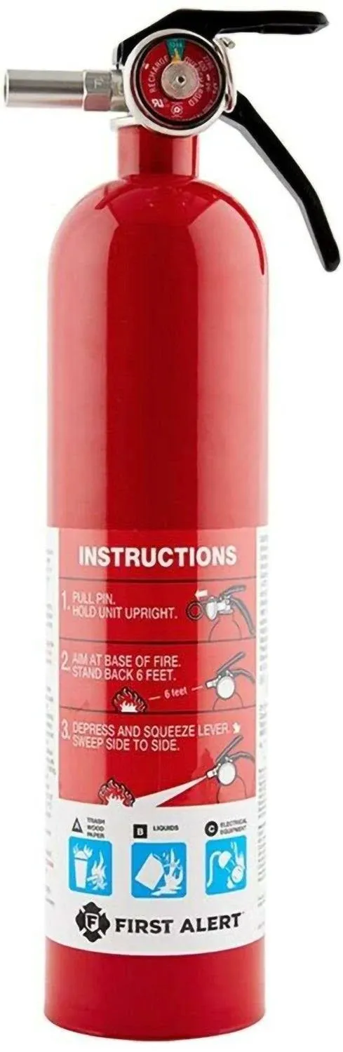 First Alert Multipurpose Rechargeable Home Fire Extinguisher, Red, 2.5 lb