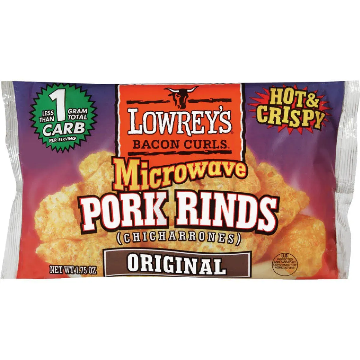 Lowrey's Bacon Curls Microwave Pork Rinds (Chicharrones), Original, 1.75 Ounce (