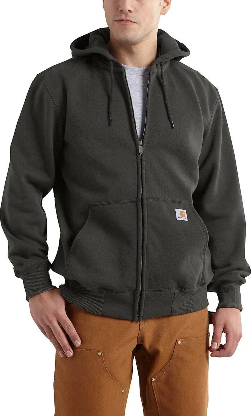 Carhartt Men's Rain Defender Paxton Heavyweight Hooded Zip Front Sweatshirt, Peat