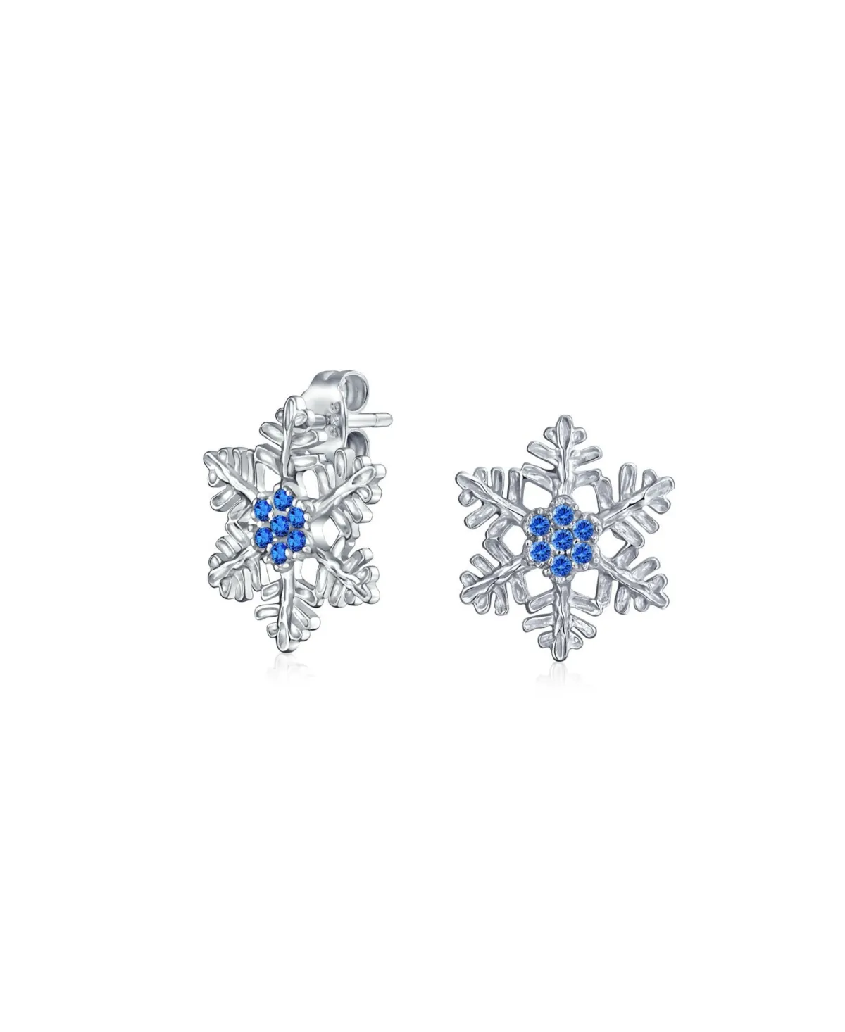 EVER FAITH 925 Sterling Silver Cubic Zirconia Winter Snowflake Flower Elegant Stud Earrings