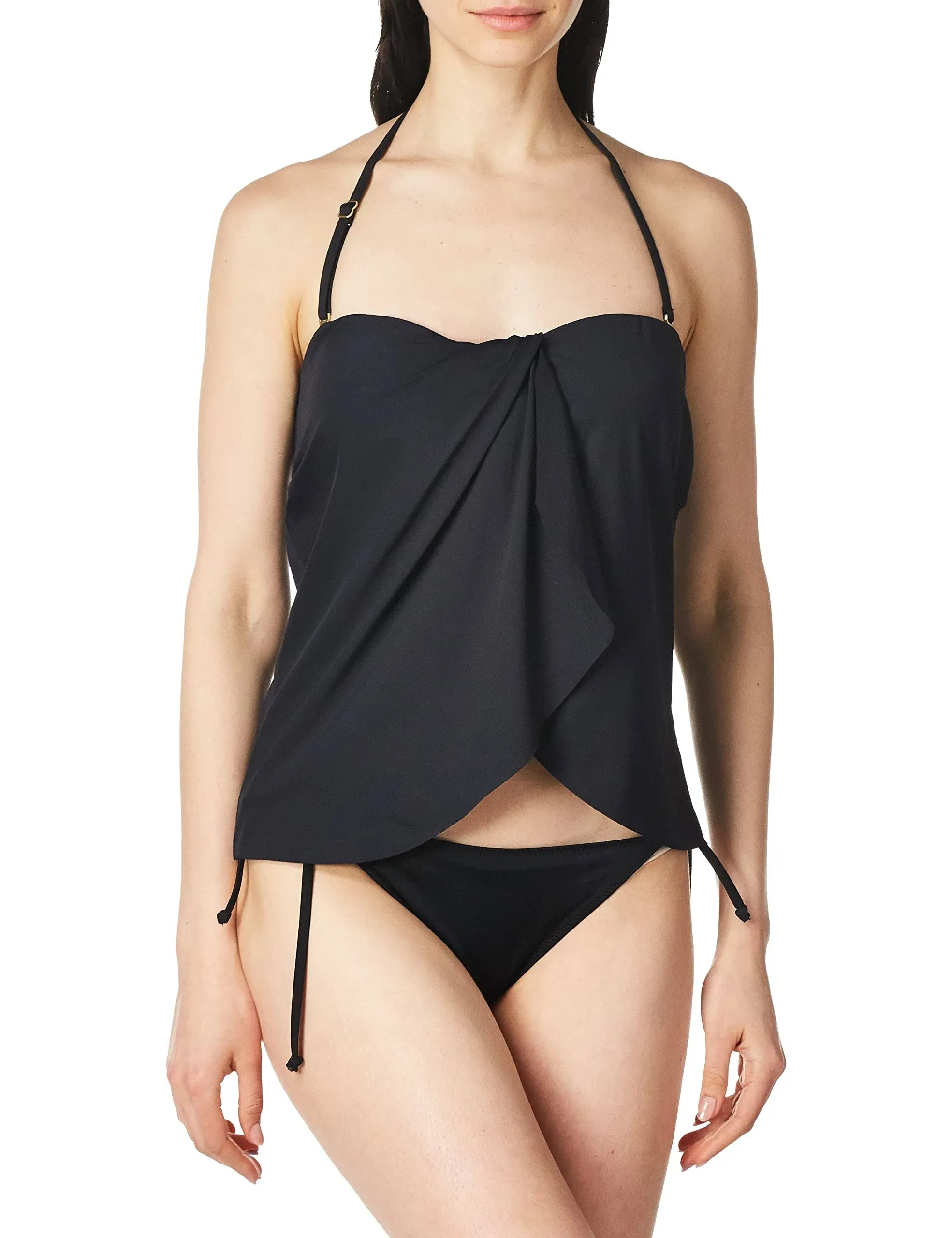 Vince Camuto Women's Standard Draped Bandini Top Swimsuit with Removable Straps