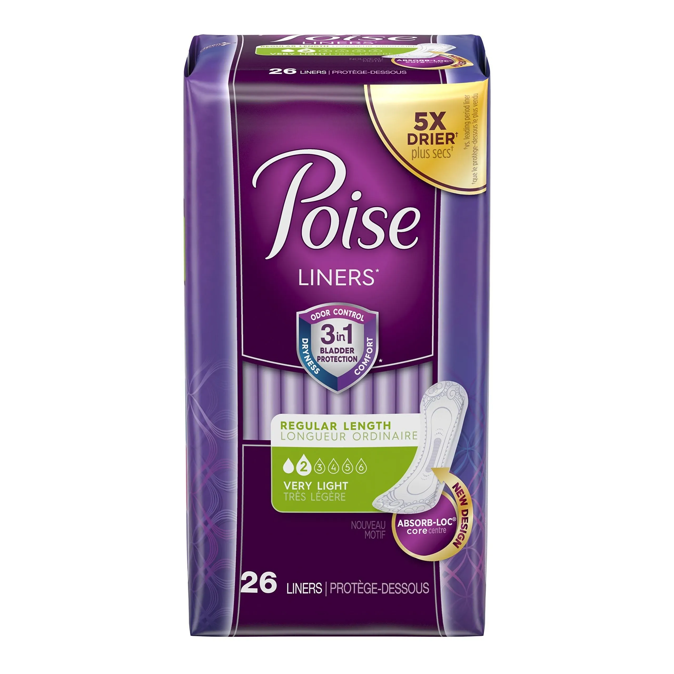 Poise Liners, Daily, Very Light, Regular Length - 26 liners