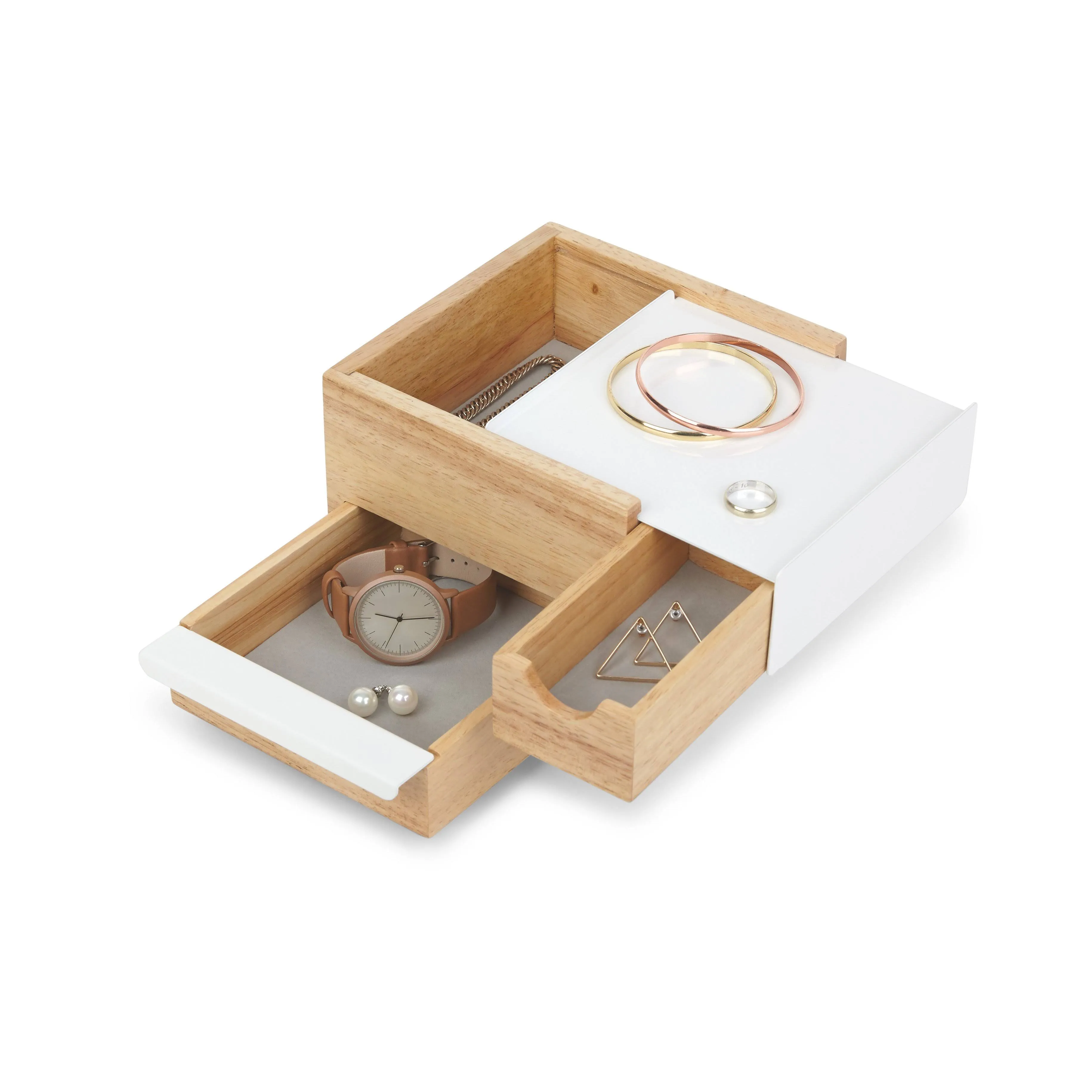 Umbra Mini Stowit Jewelry Box Natural/ White