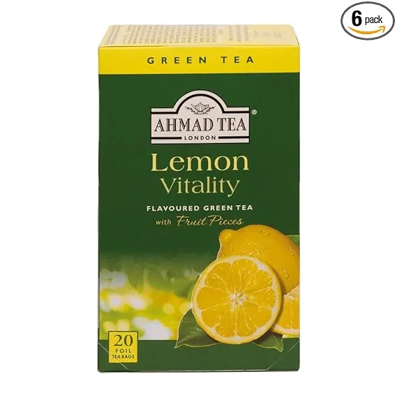 Ahmad Tea Lemon Green Tea, 20-Count Boxes (Pack of 6)