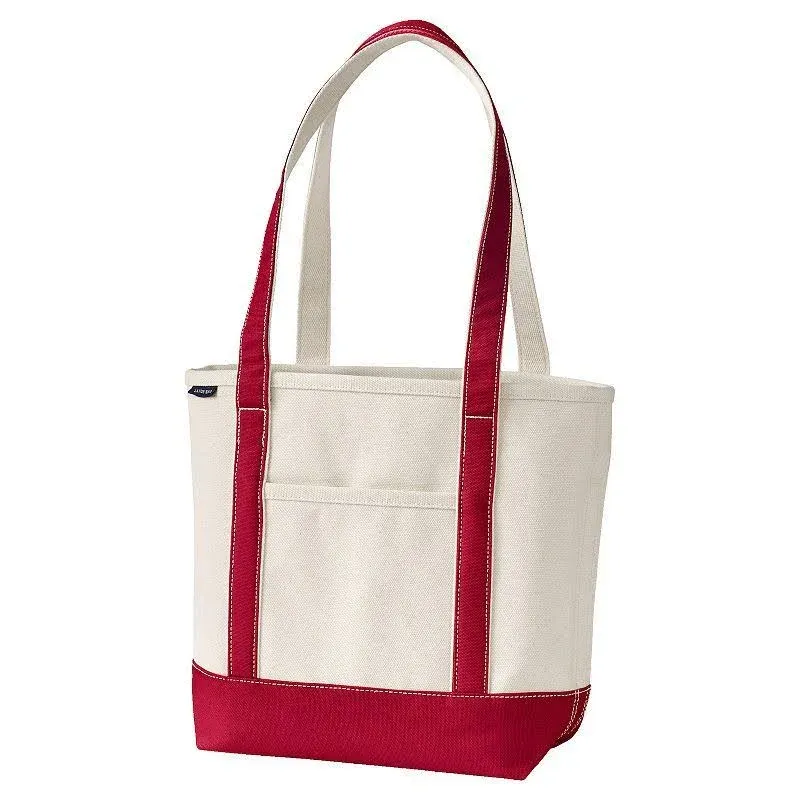 Lands' End Extra Large Natural 5 Pocket Open Top Canvas Tote Bag