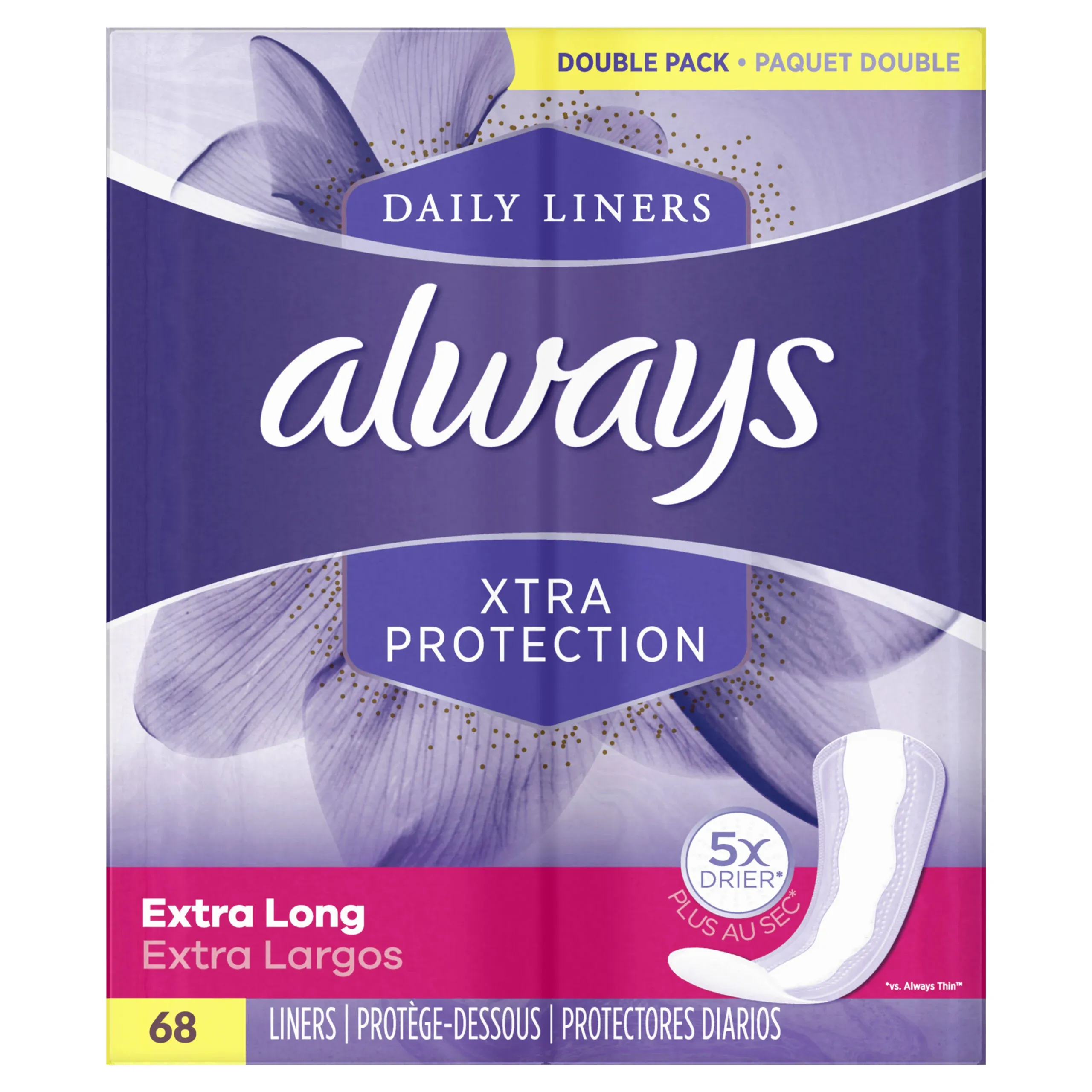 Always Xtra Protection Daily Liners, Unscented - 68 count