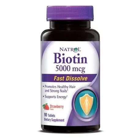 Natrol Biotin - Fast Dissolve - Strawberry - 5000 mcg - 90 Tablets