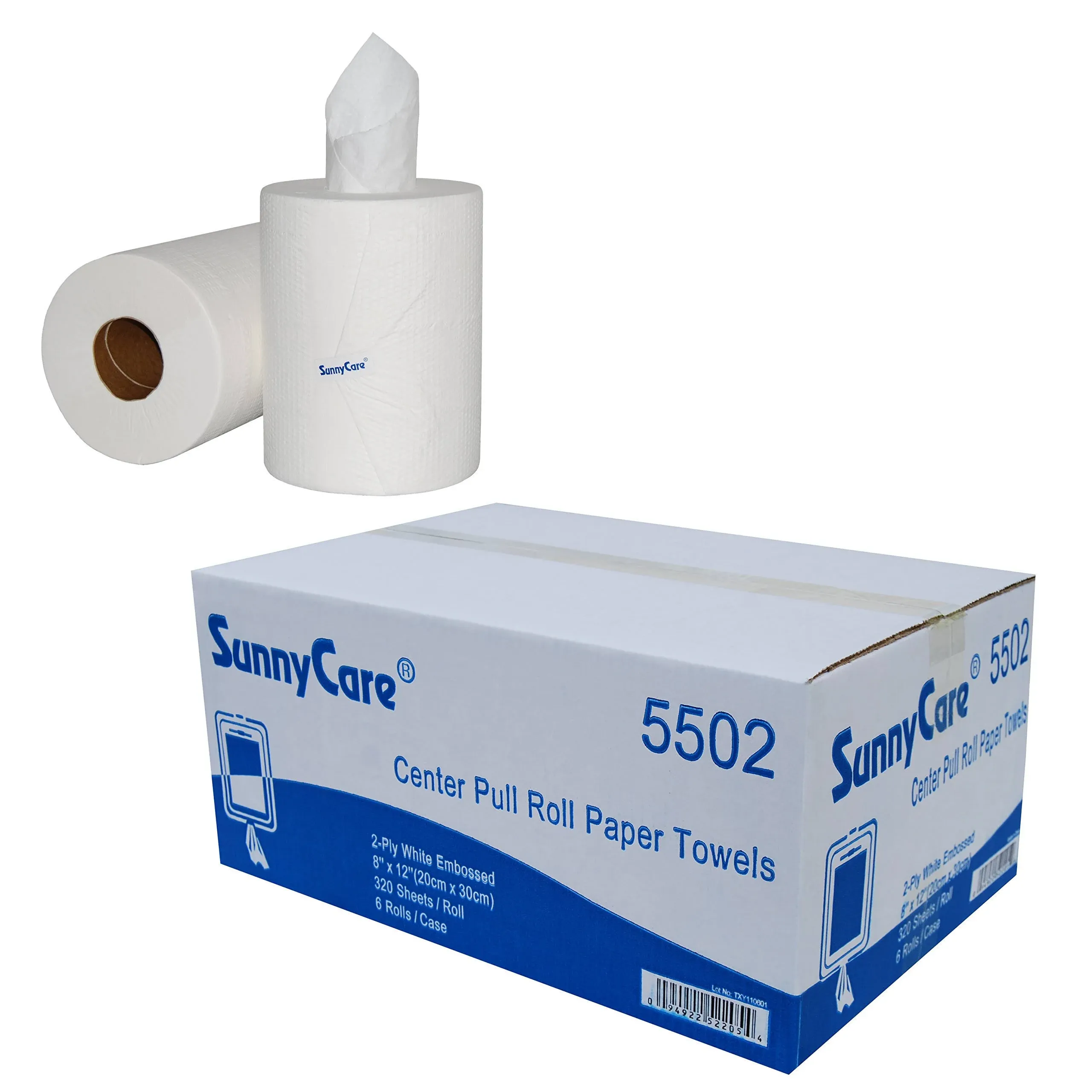 SunnyCare #5502 Center Pull Paper Towels 2-Ply 320sheets/roll ; 6 Rolls