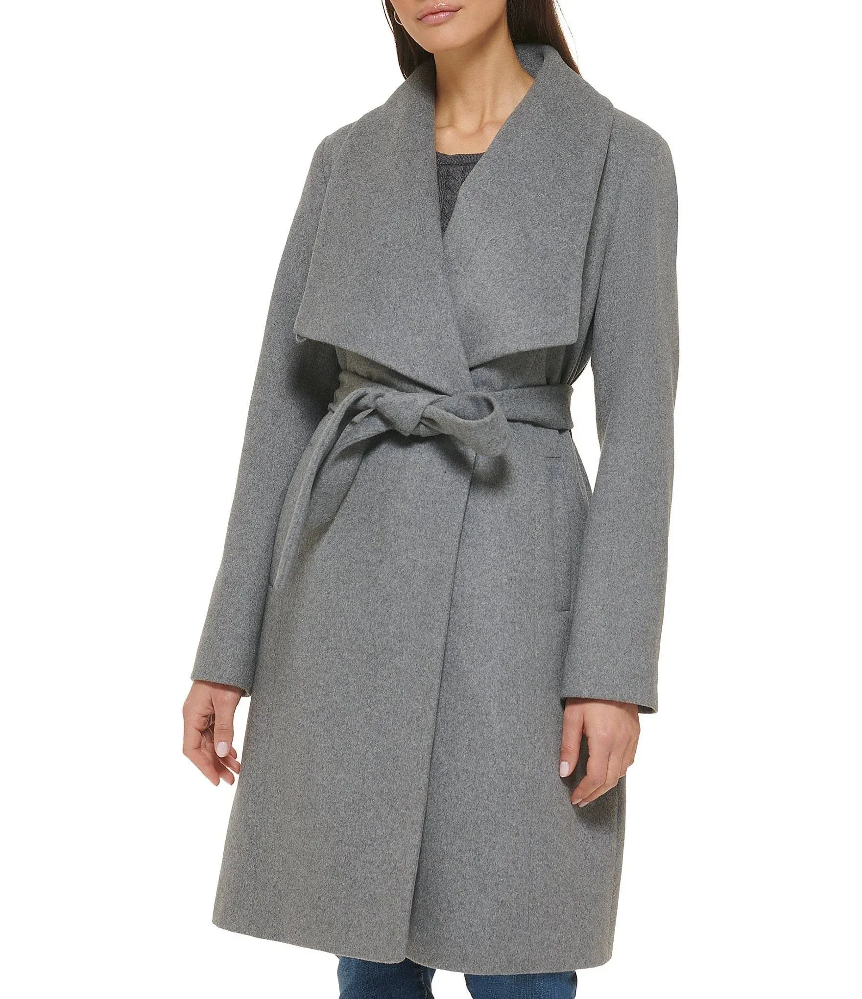 Cole Haan Women's Wool-Blend Wrap Coat - Black - Size 14