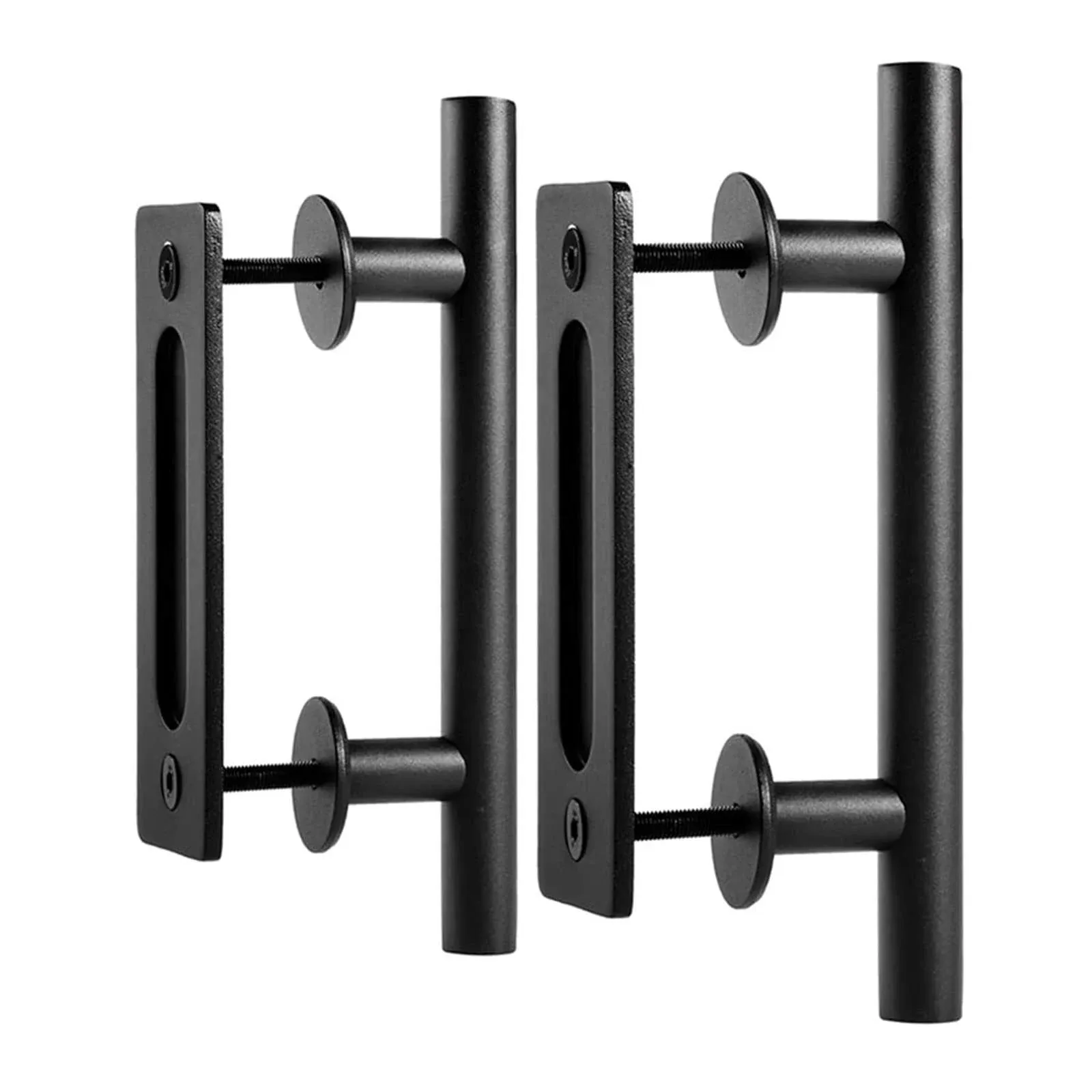 EaseLife 2 Pack 12" Sliding Barn Door Handles and Pulls,Rustic Double Sided Hardware Set,Heavy Duty,Matte Black Powder Coated Finish,Easy Install