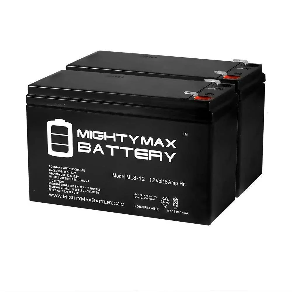 Mighty Max Battery - 12V 8Ah SLA Battery replaces WKA12-8F2 Djw12-8hd Tph12080 F2 - 2 Pack - ML8-12MP211646