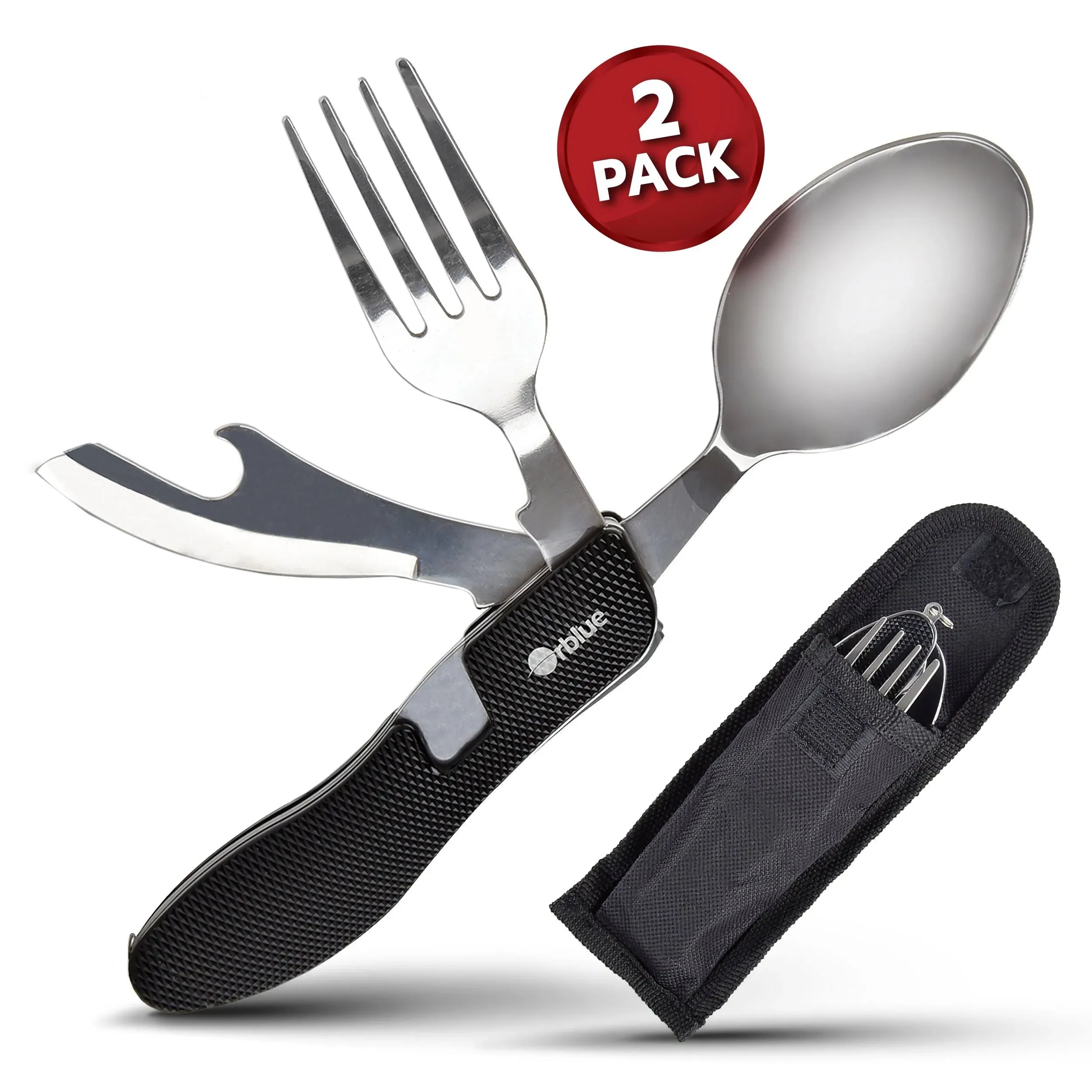 Orblue 4-in-1 Camping Utensils 2-Pack