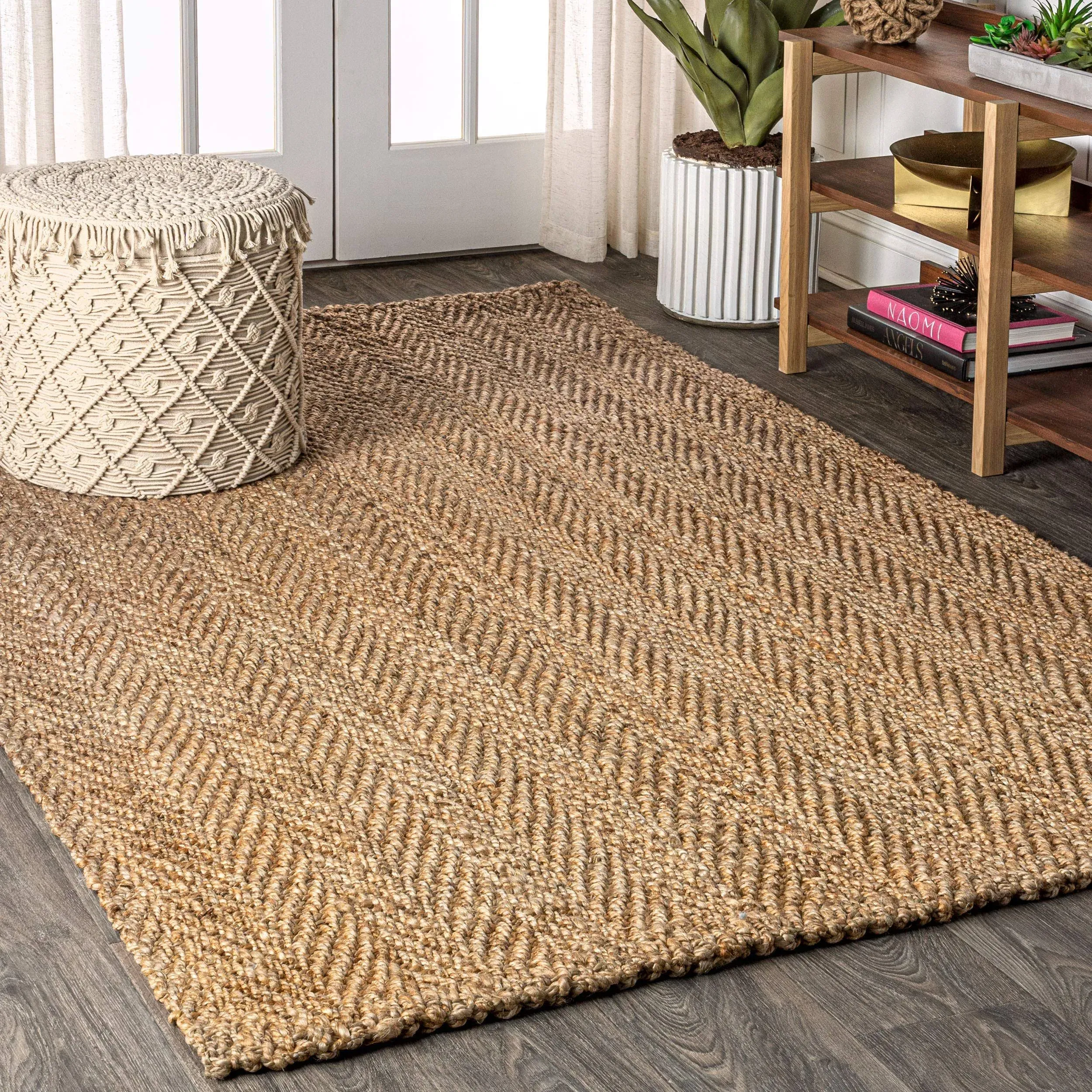 Jonathan Y Espina Hand Woven Herringbone Chunky Jute Natural 5 ft. x 8 ft. Area Rug