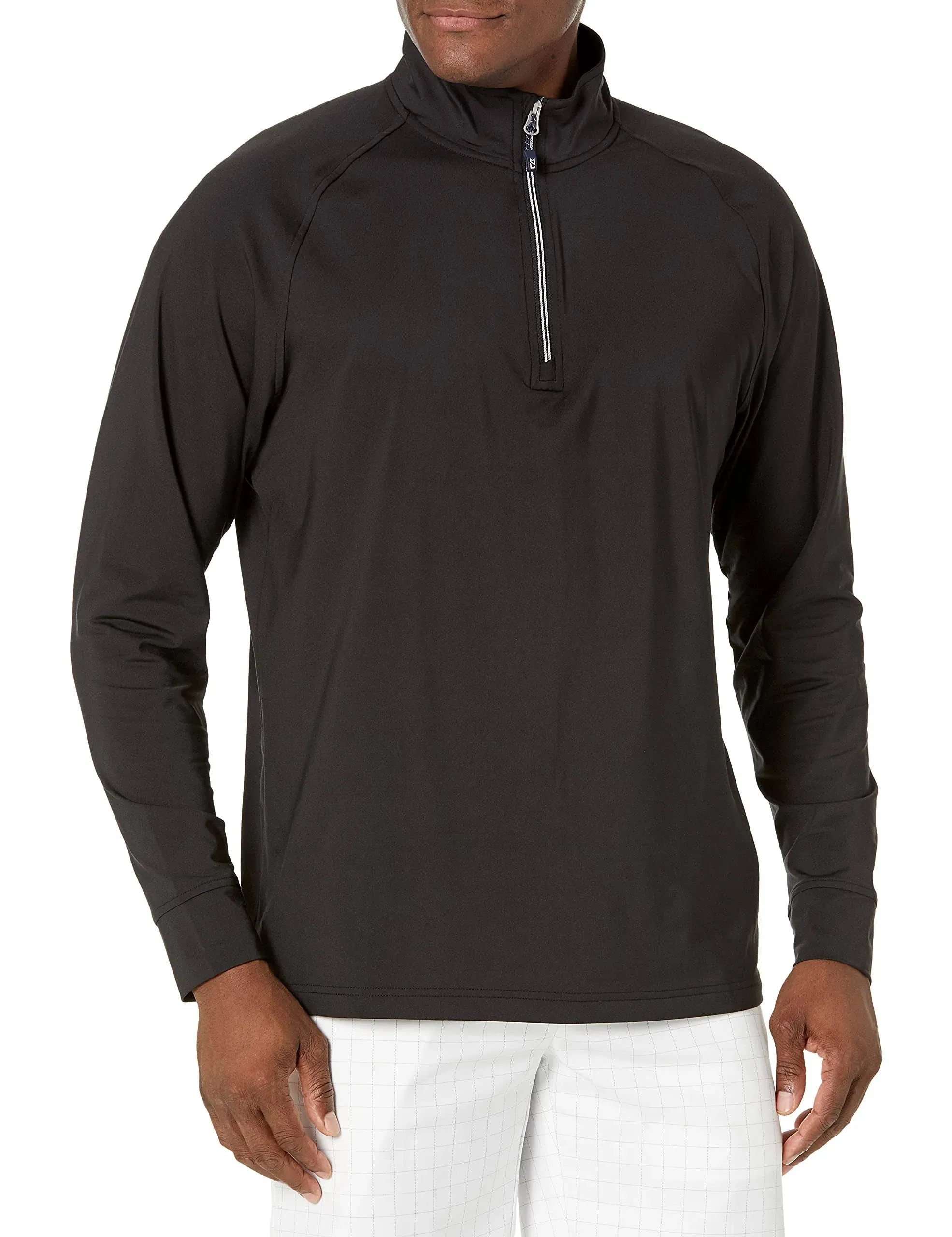 "Cutter & Buck Men's Black Adapt Eco Knit Stretch Recycled Quarter Zip Pullover"