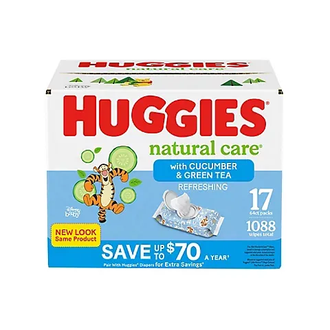 Huggies Cucumber and Green Tea Natural Care Sensitive Baby Wipes, 1088 ct.