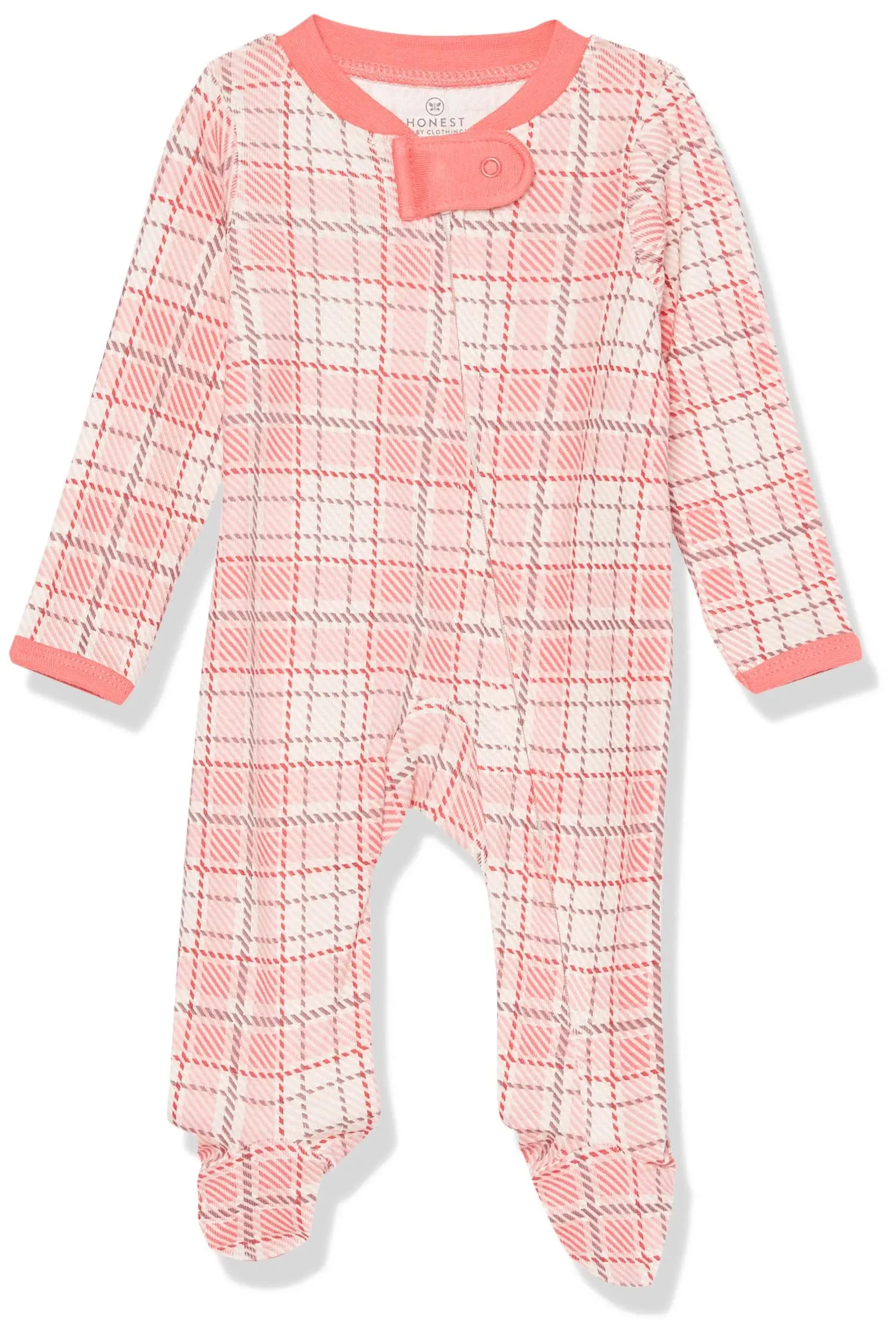 HonestBaby Baby Girls' Sleep and Play Footed Pajamas One-Piece Sleeper Jumpsuit Zip-front Pjs Organic Cotton