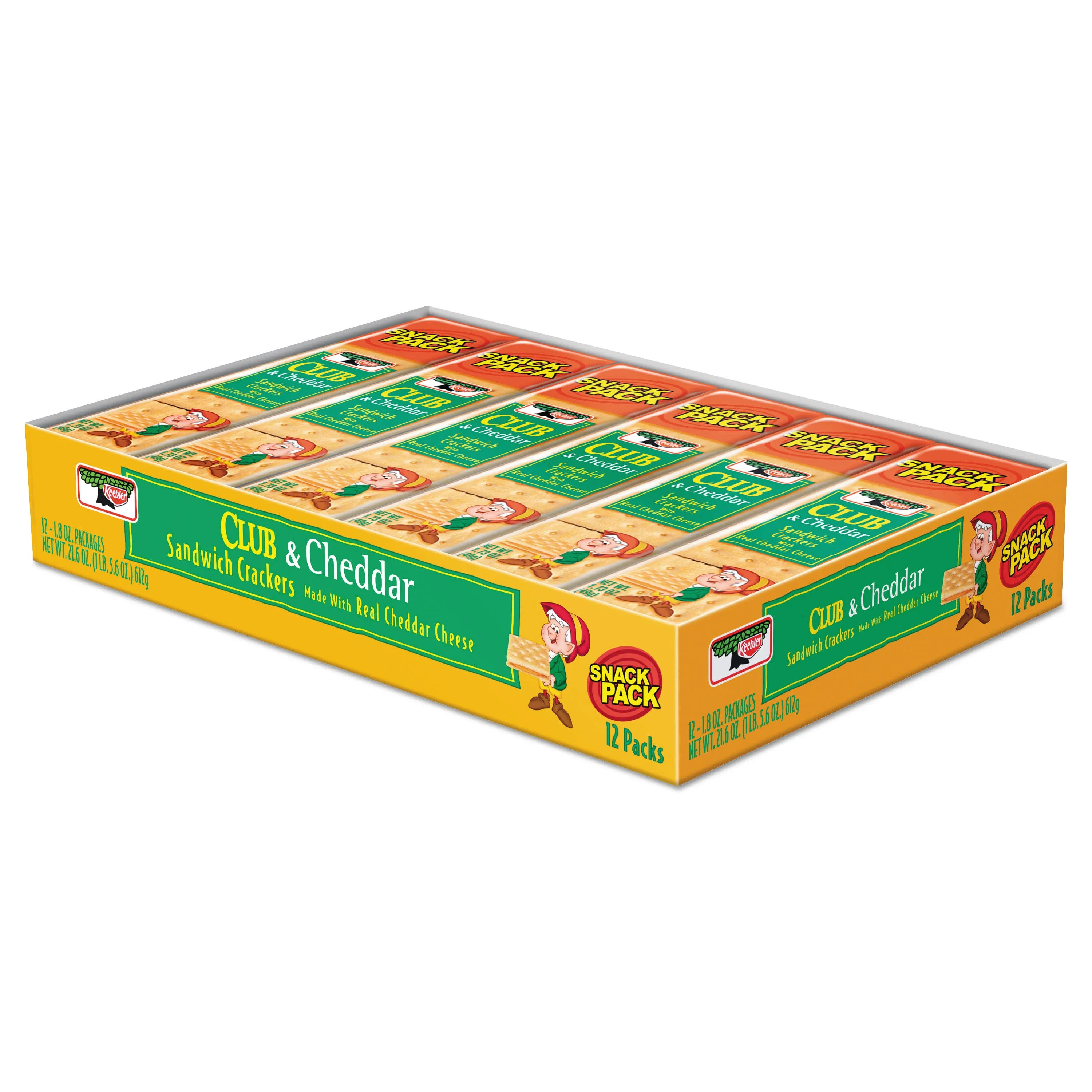 Keebler Sandwich Cracker, Club & Cheddar, 12/Box