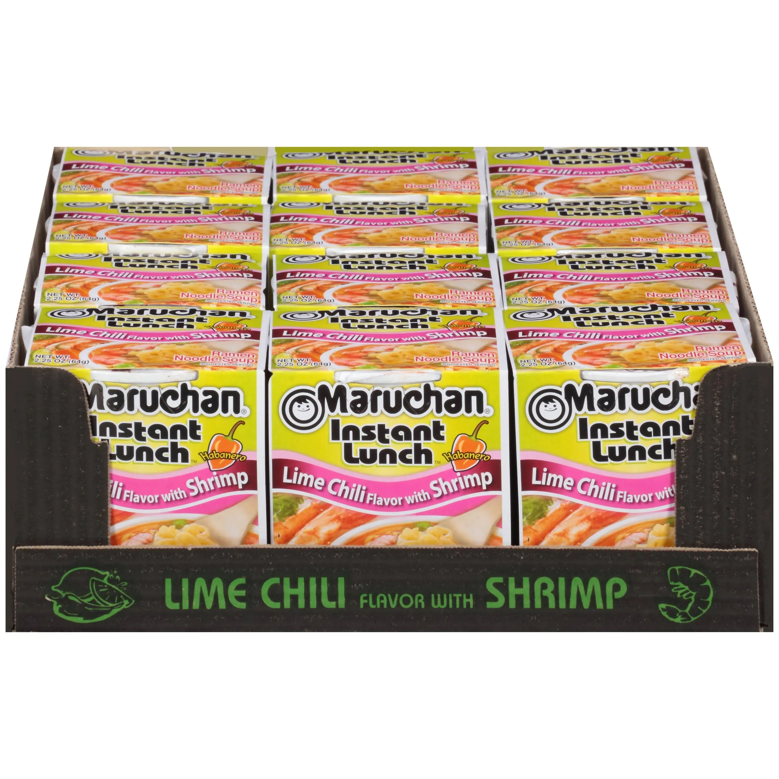 Maruchan Instant Lunch Lime Chili Flavor with Shrimp, 2.25 Oz, Pack of 12